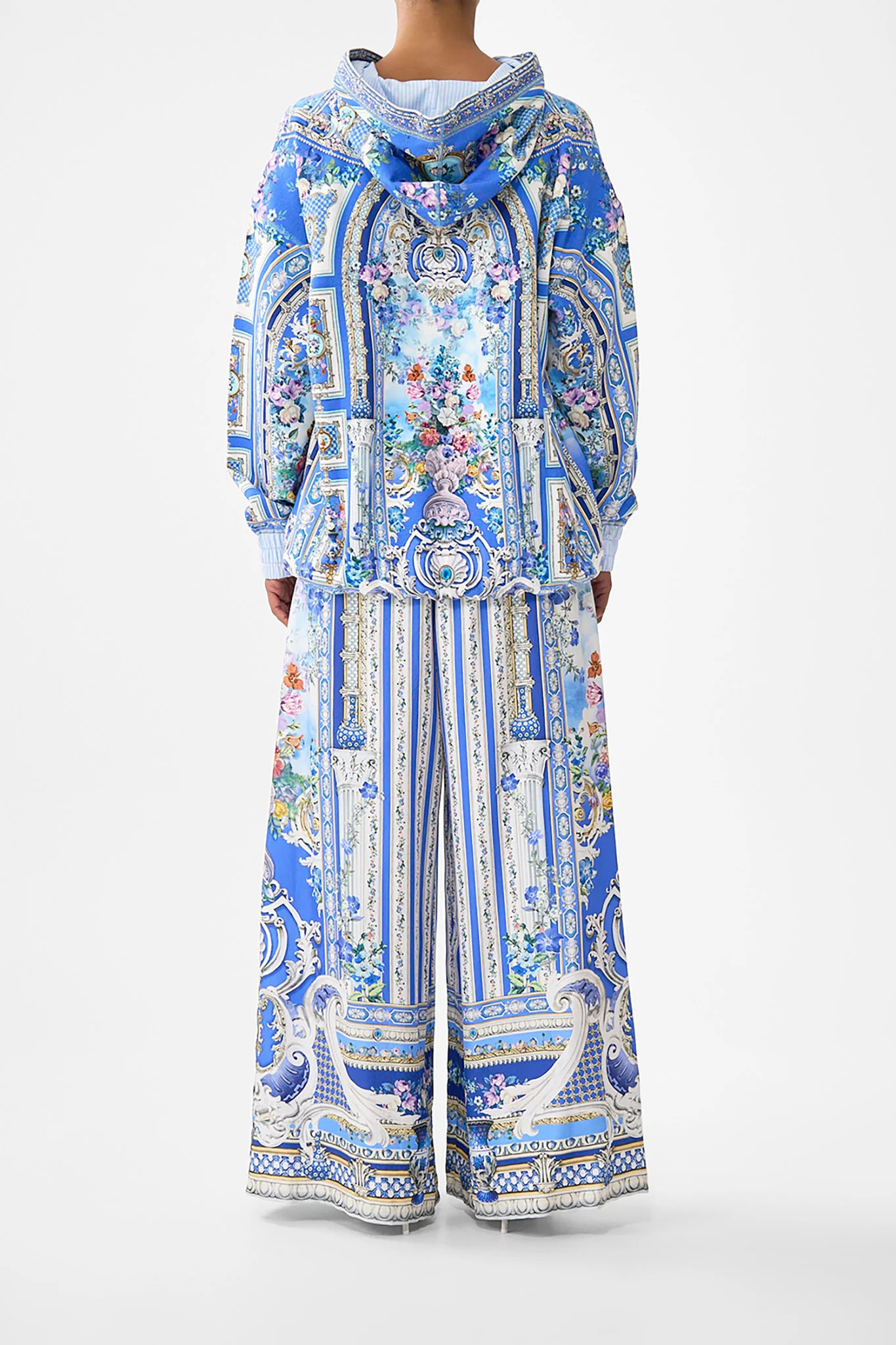 CONTRAST BAND OVERSIZED HOODIE WITH POCKETS OTTOMAN OPULENCE - Image 2
