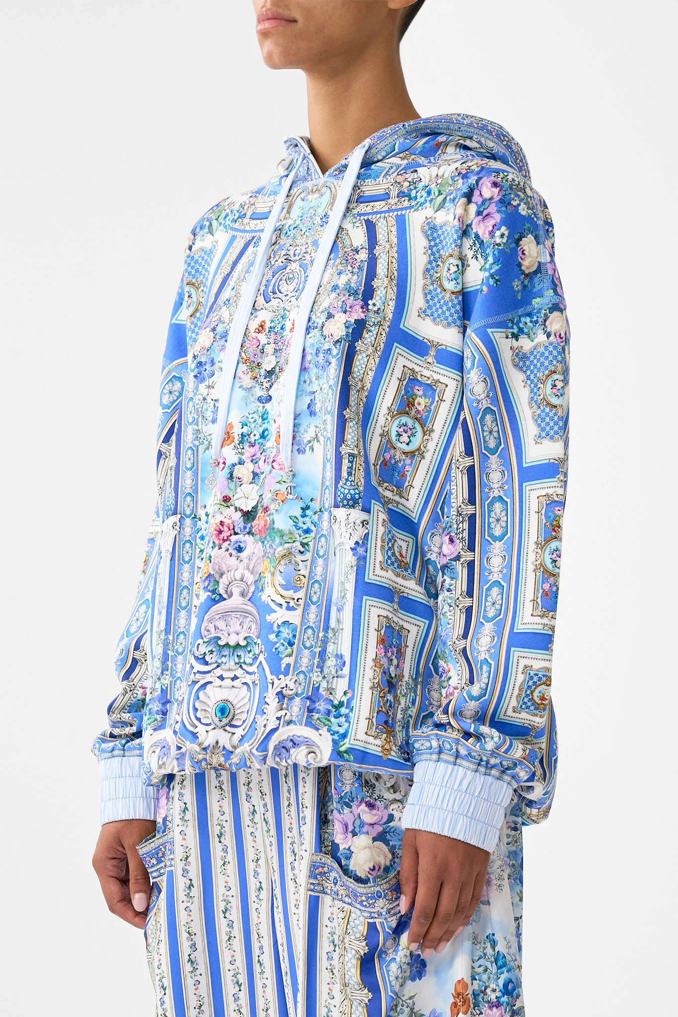 CONTRAST BAND OVERSIZED HOODIE WITH POCKETS OTTOMAN OPULENCE - Image 5