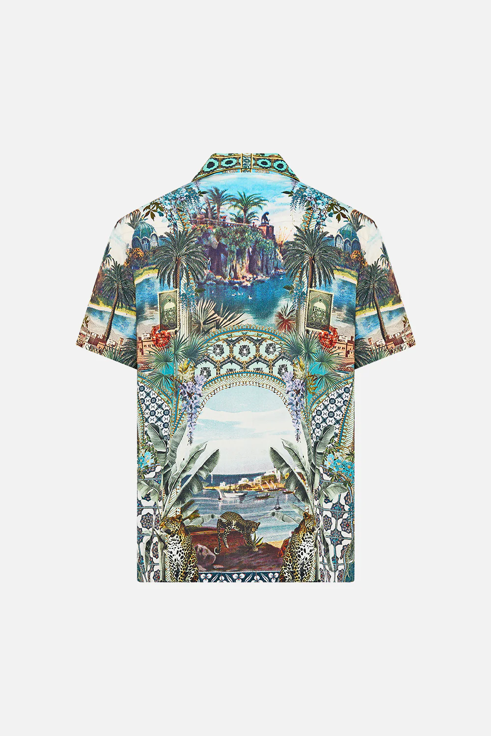 SHORT SLEEVE CAMP COLLARED SHIRT POSTCARDS & PALM TREES - Image 6