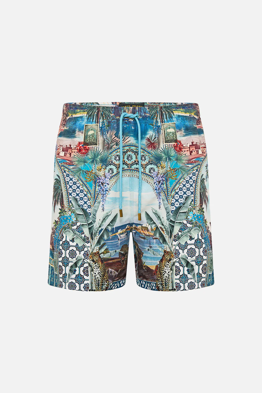 MID LENGTH BOARDSHORT WITH ELASTIC WAIST POSTCARDS & PALM TREES - Image 3
