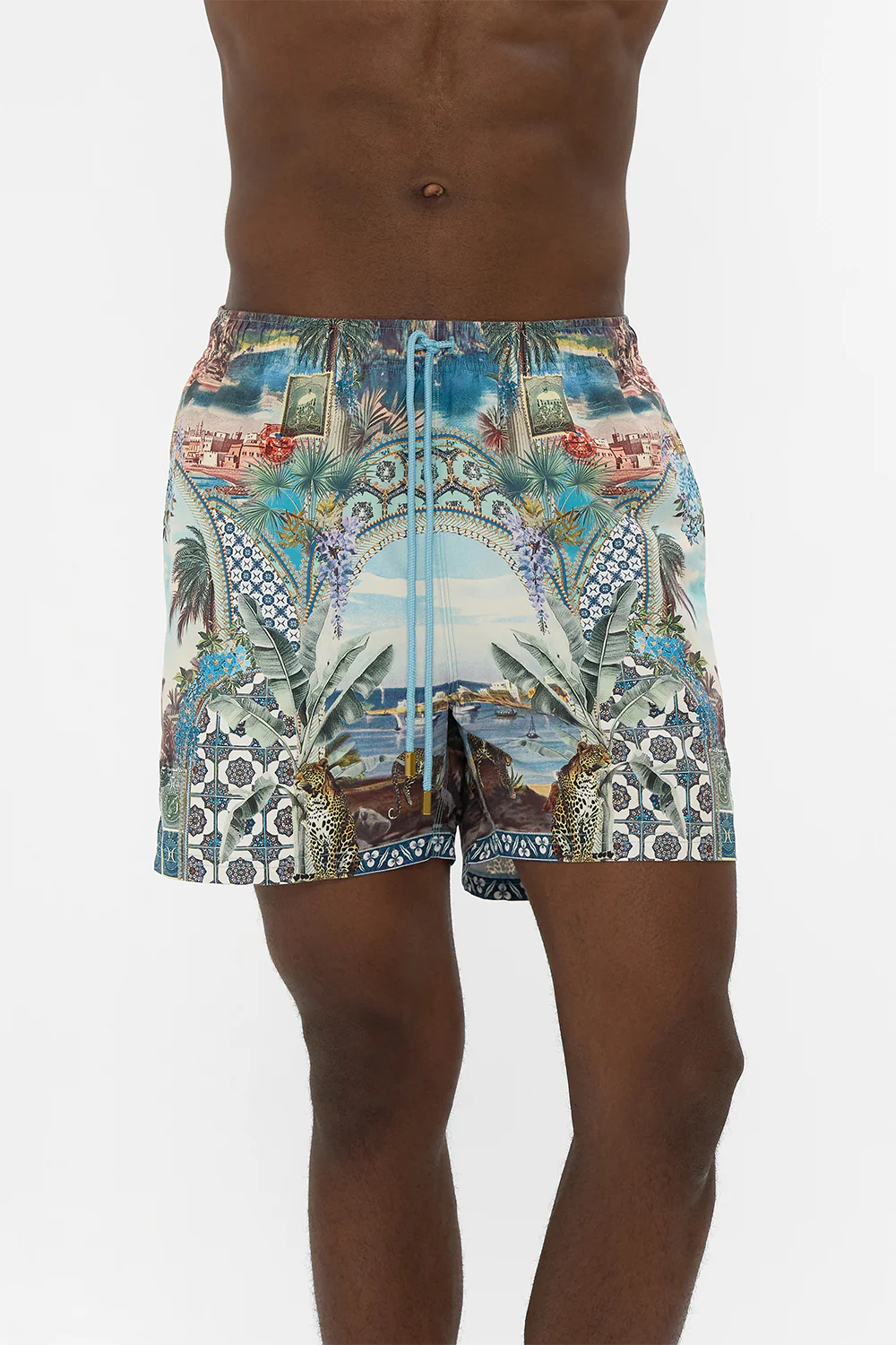 MID LENGTH BOARDSHORT WITH ELASTIC WAIST POSTCARDS & PALM TREES - Image 5