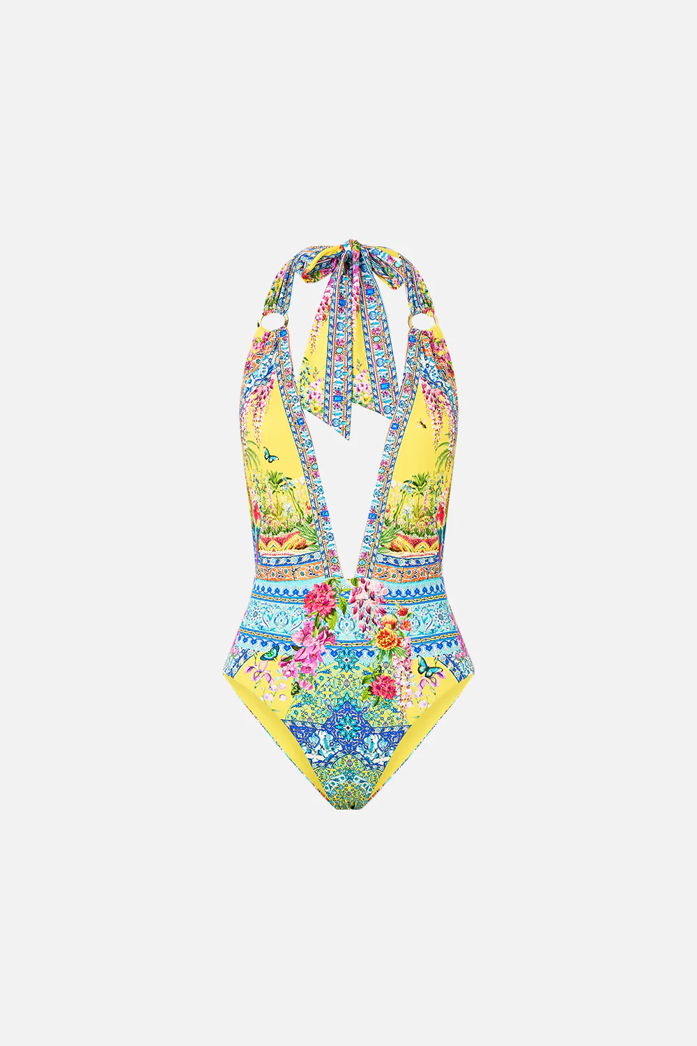 PLUNGE FRONT LOW BACK HALTER NECK ONE PIECE WITH RINGS SULTANAHMET SUMMER - Image 3