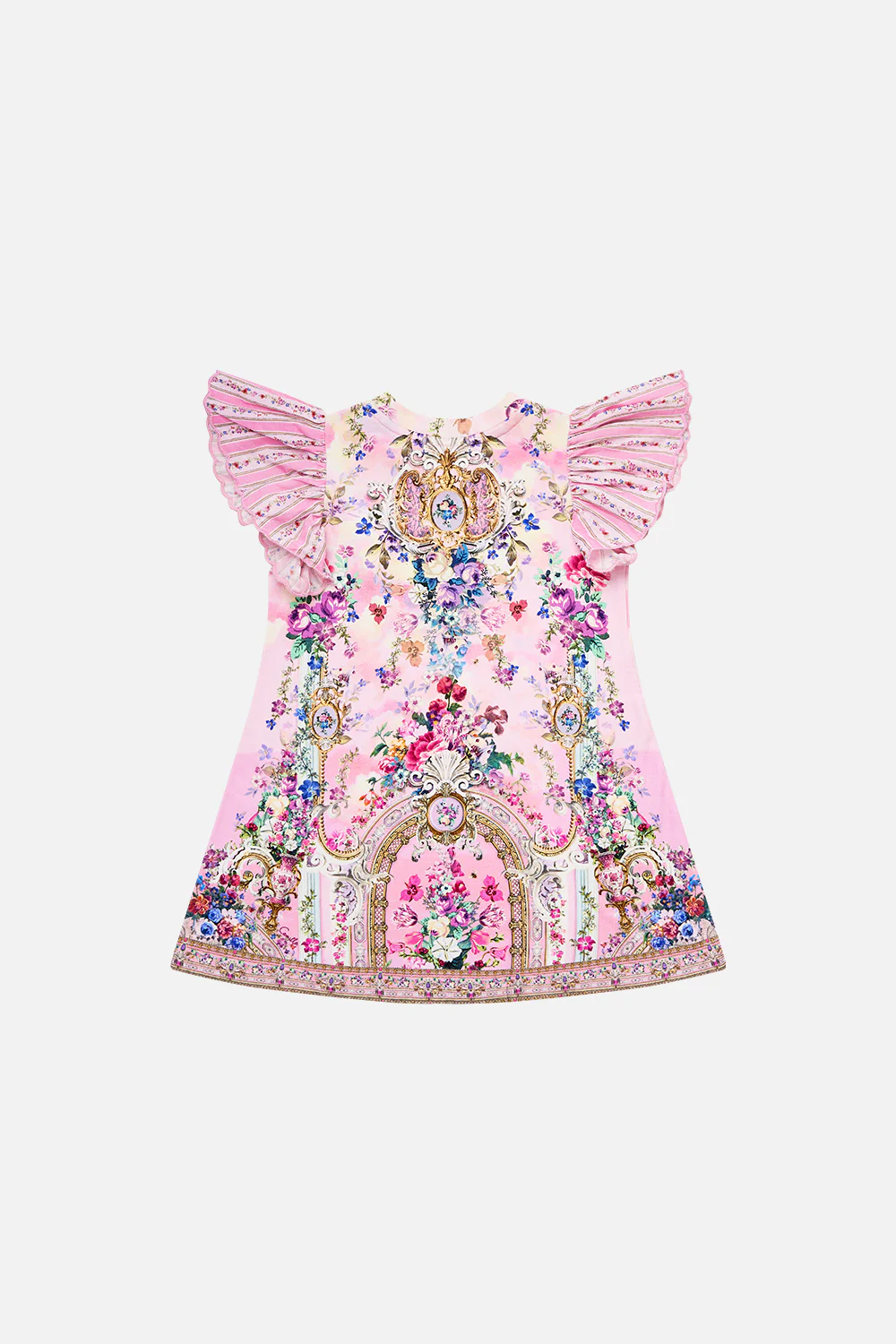 KIDS TEE MINI DRESS WITH ANGLAISE SLEEVE PALATIAL PASTELS - Image 2