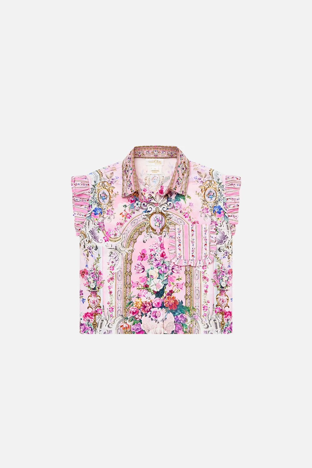 KIDS SHORT SLEEVE SHIRT WITH FRILL POCKET PALATIAL PASTELS