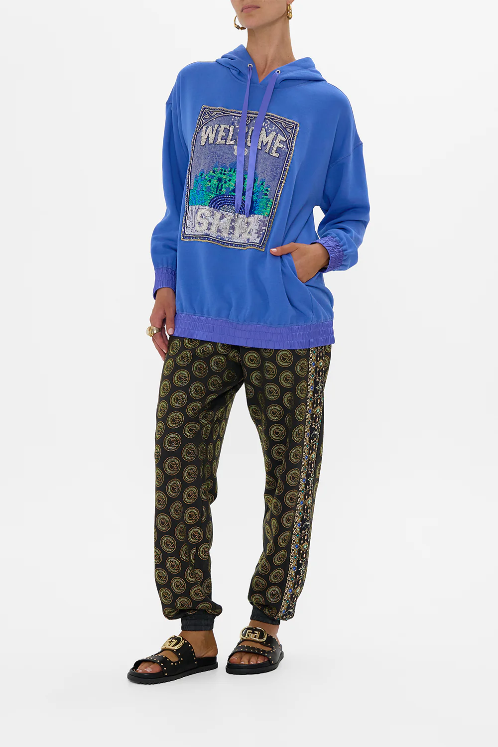SILK BAND OVERSIZED HOODIE WITH POCKETS- BLUE DEFY GRAVITY - Image 4