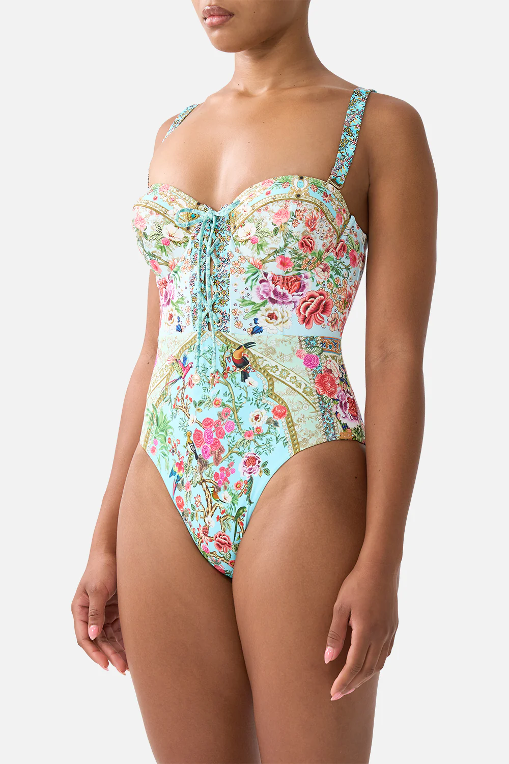 LACE UP UNDERWIRE MOULDED CUP ONE PIECE SULTANS AND QUEENS - Image 5