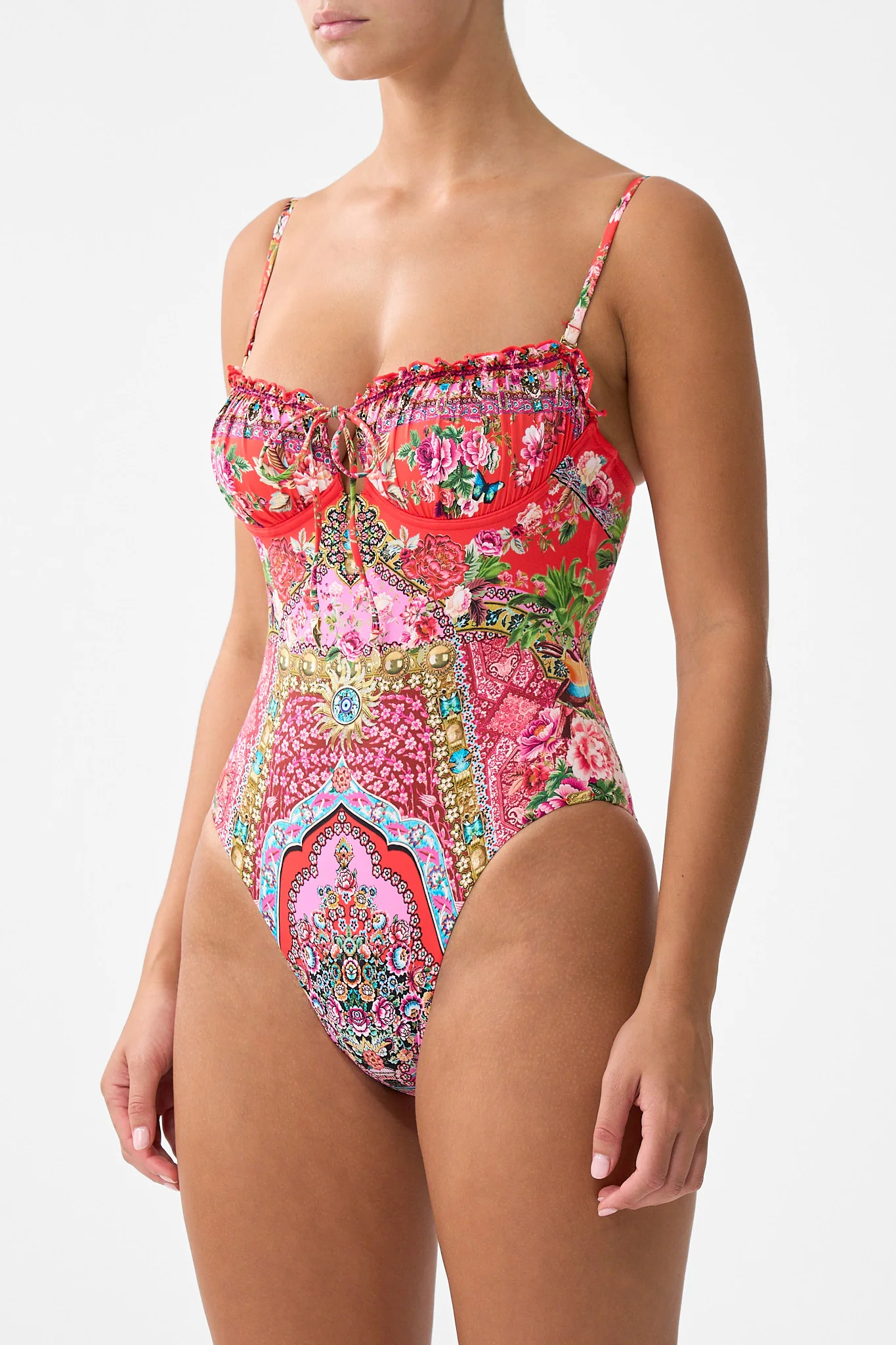 RUCHED CUP UNDERWIRE ONE PIECE WITH FRONT TIE HEIRLOOM EMPIRE - Image 5