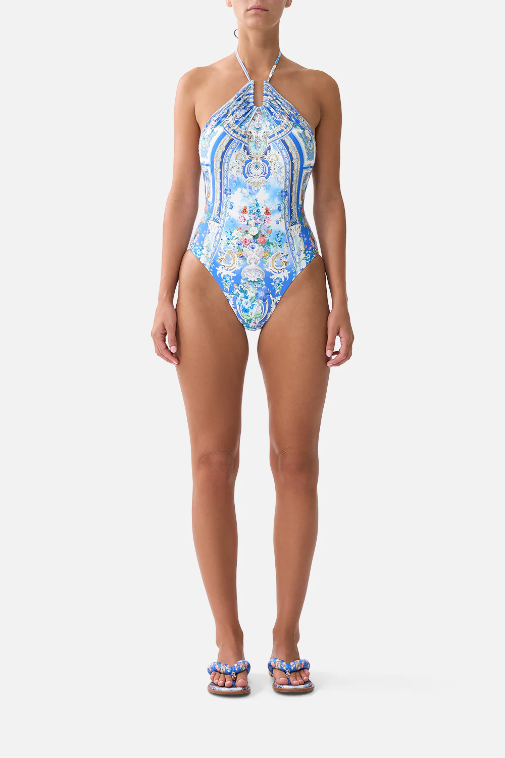 DIAMOND NECK HALTER ONE PIECE WITH U RING FRONT OTTOMAN OPULENCE