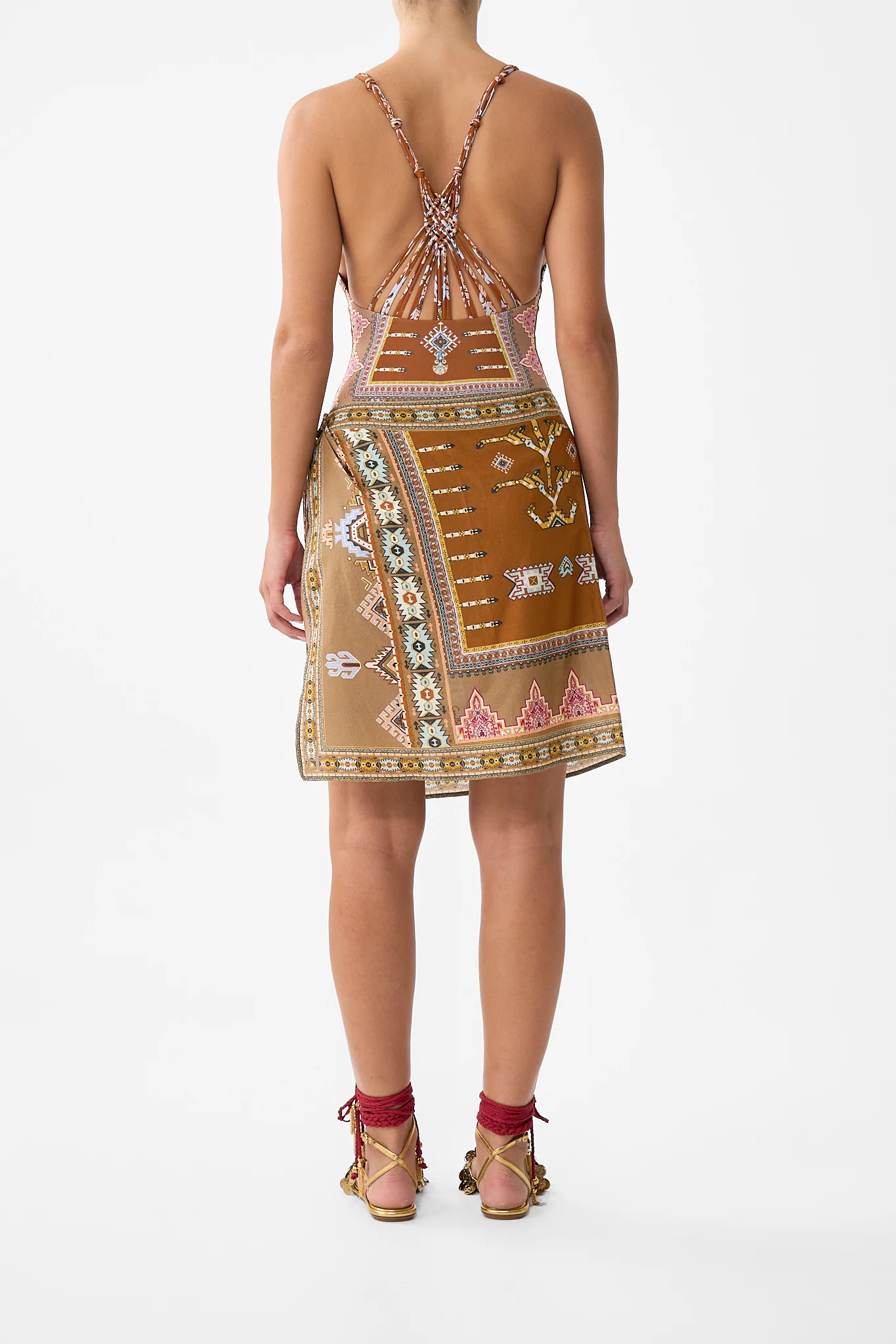 WOVEN SHORT SARONG WITH MACRAME TIE WAIST FABRIC OF TIME - Image 2