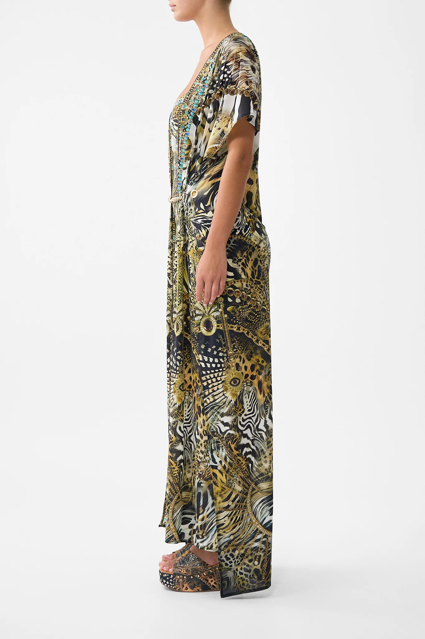 FRONT SPLIT BEACH MAXI DRESS WITH CHAIN FELINE FOLKLORE - Image 4