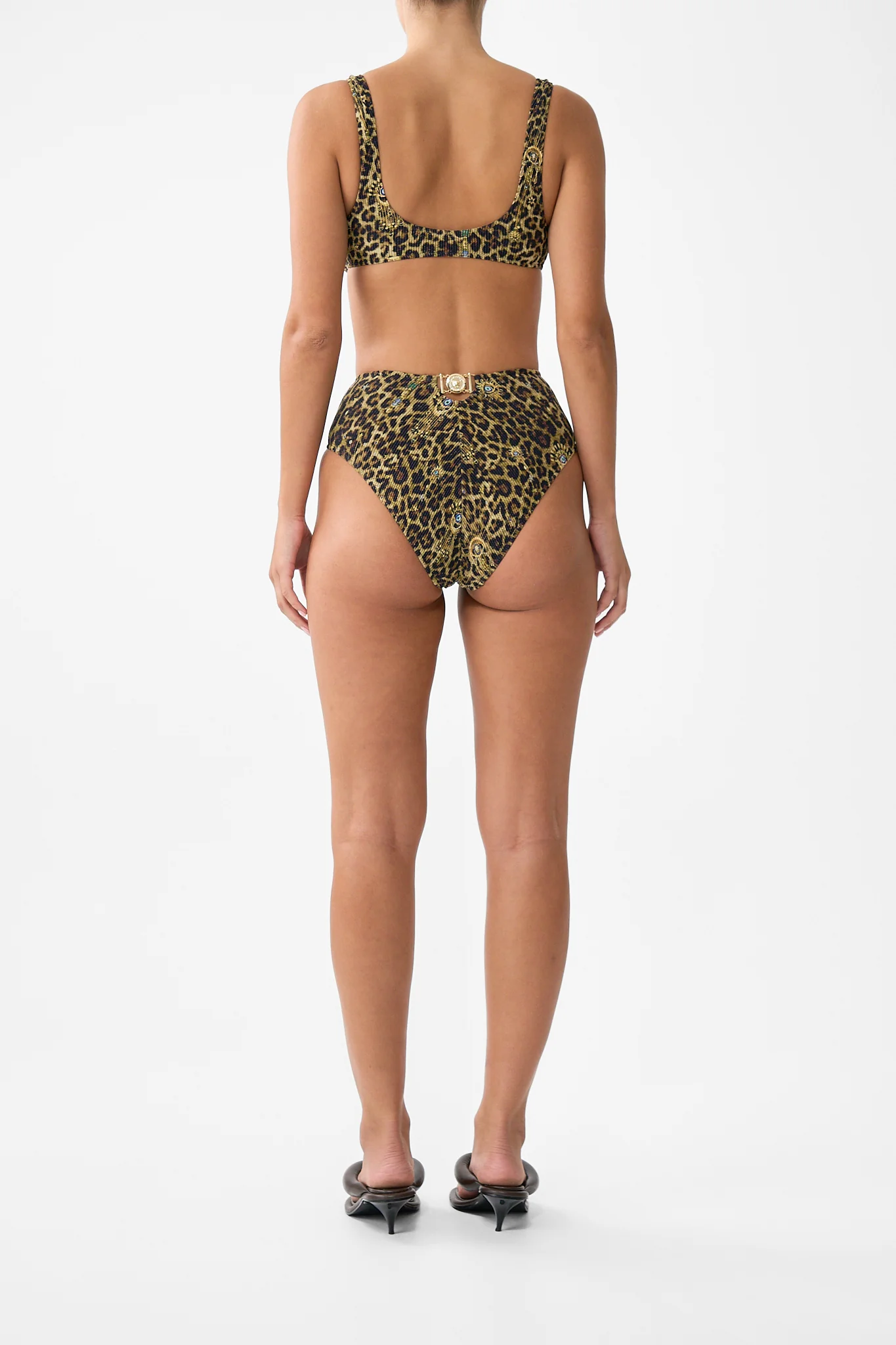 CRINKLE STRETCH CROP BIKINI TOP WITH STRAP TRIMS FELINE FOLKLORE - Image 2