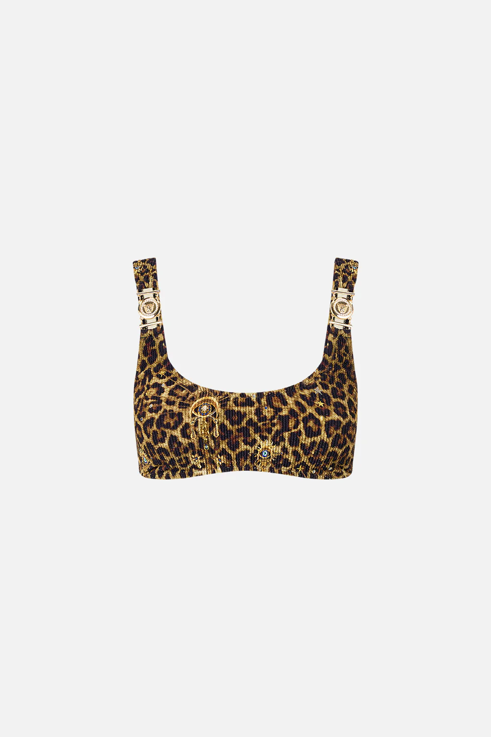 CRINKLE STRETCH CROP BIKINI TOP WITH STRAP TRIMS FELINE FOLKLORE - Image 3