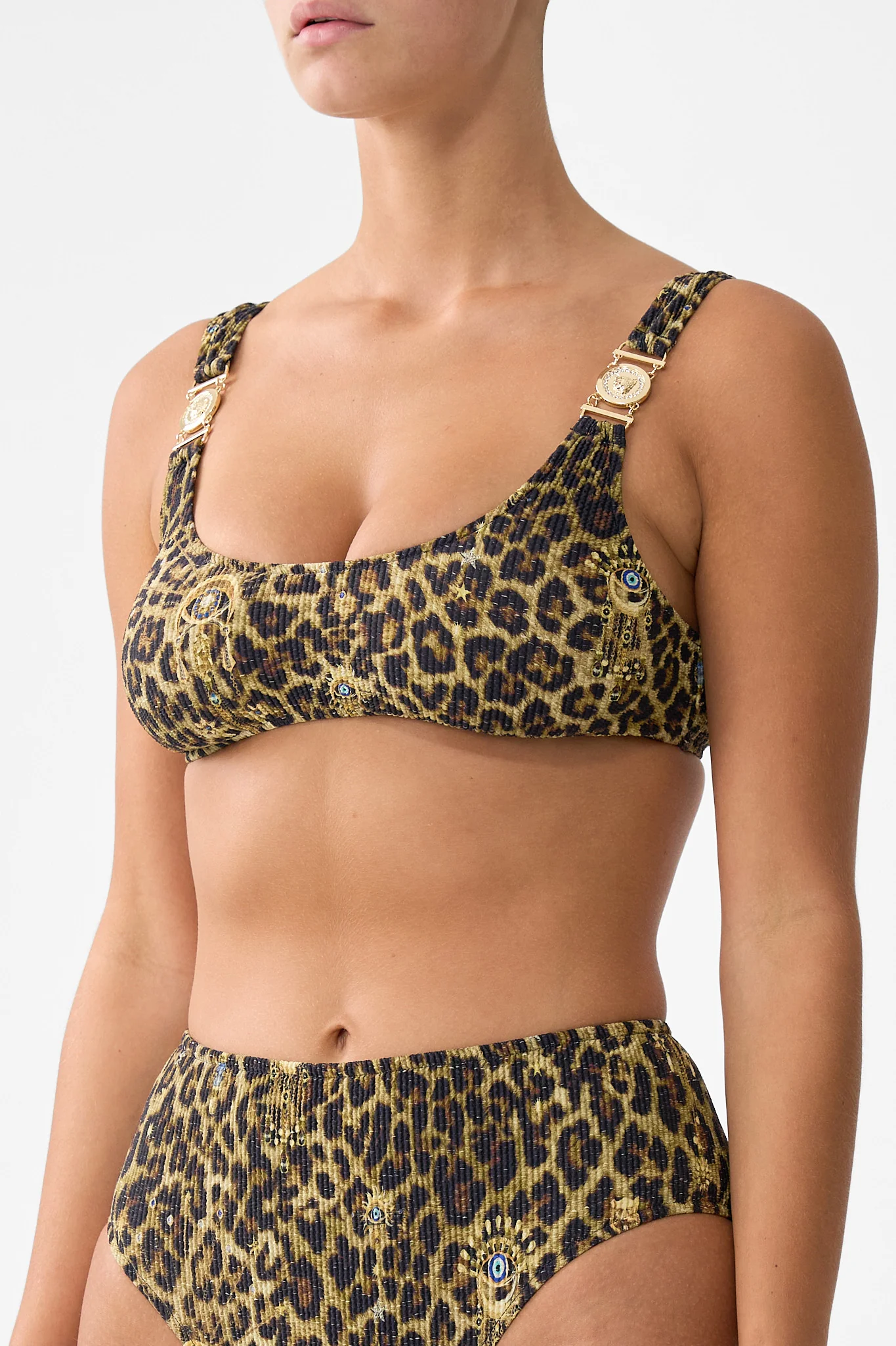 CRINKLE STRETCH CROP BIKINI TOP WITH STRAP TRIMS FELINE FOLKLORE - Image 5