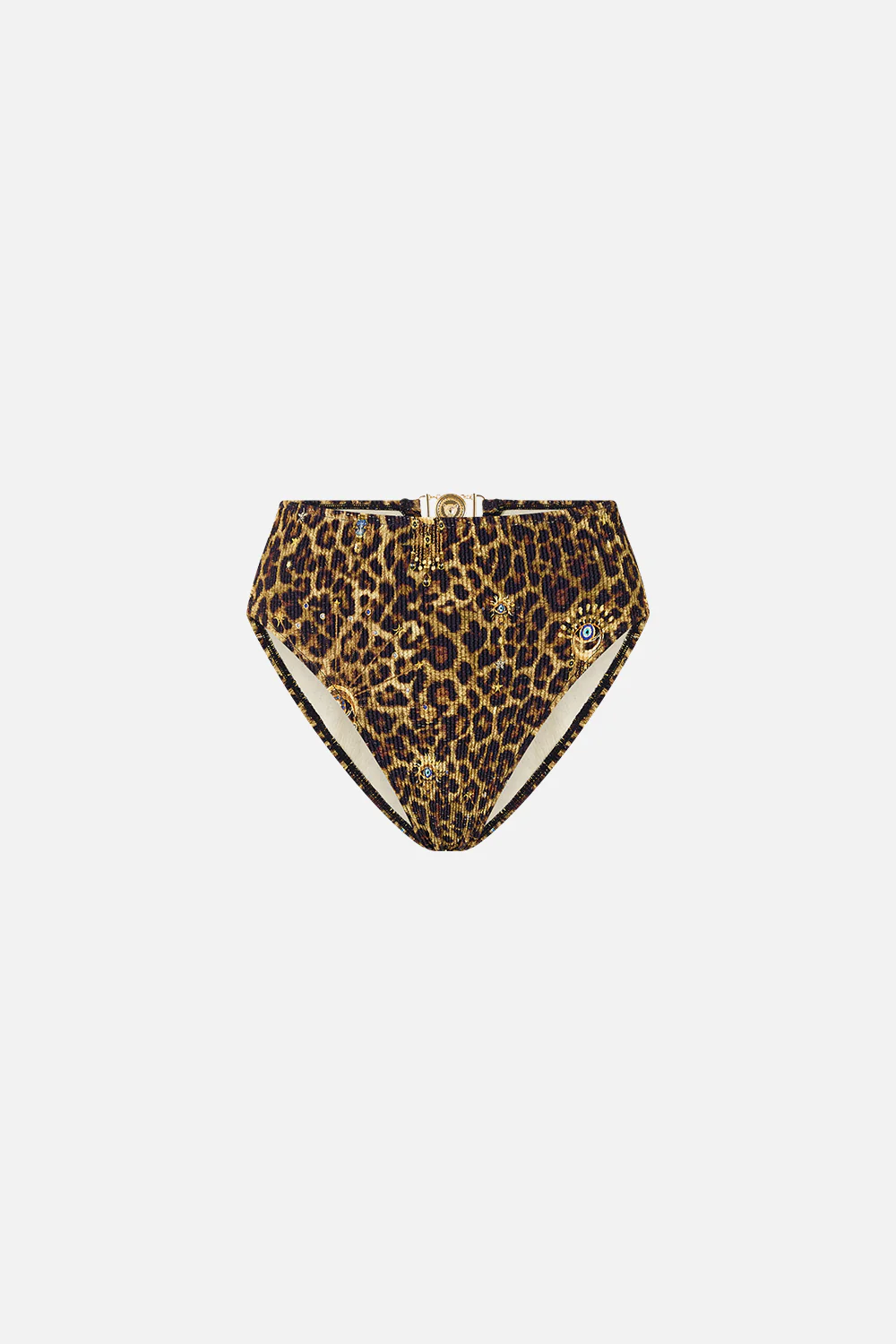 CRINKLE STRETCH HIGH WAIST BIKINI BOTTOM WITH BACK TRIM FELINE FOLKLORE - Image 3