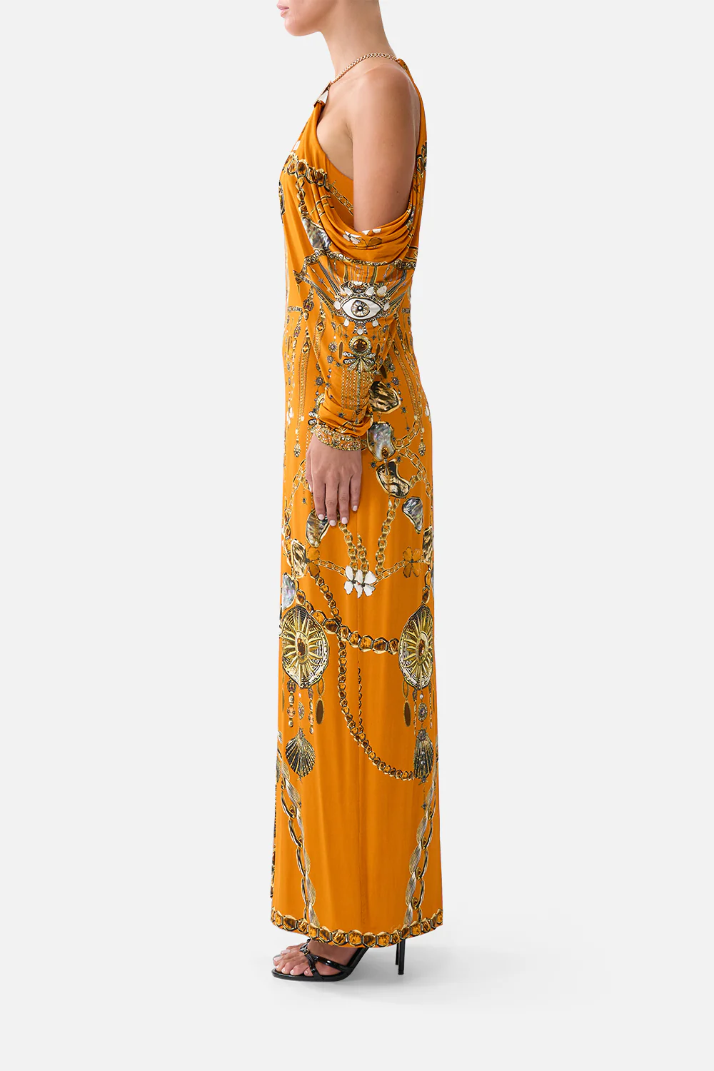 DRAPED SLEEVE DRESS WITH HARDWARE TALISMANS OF TURKIYE - Image 4