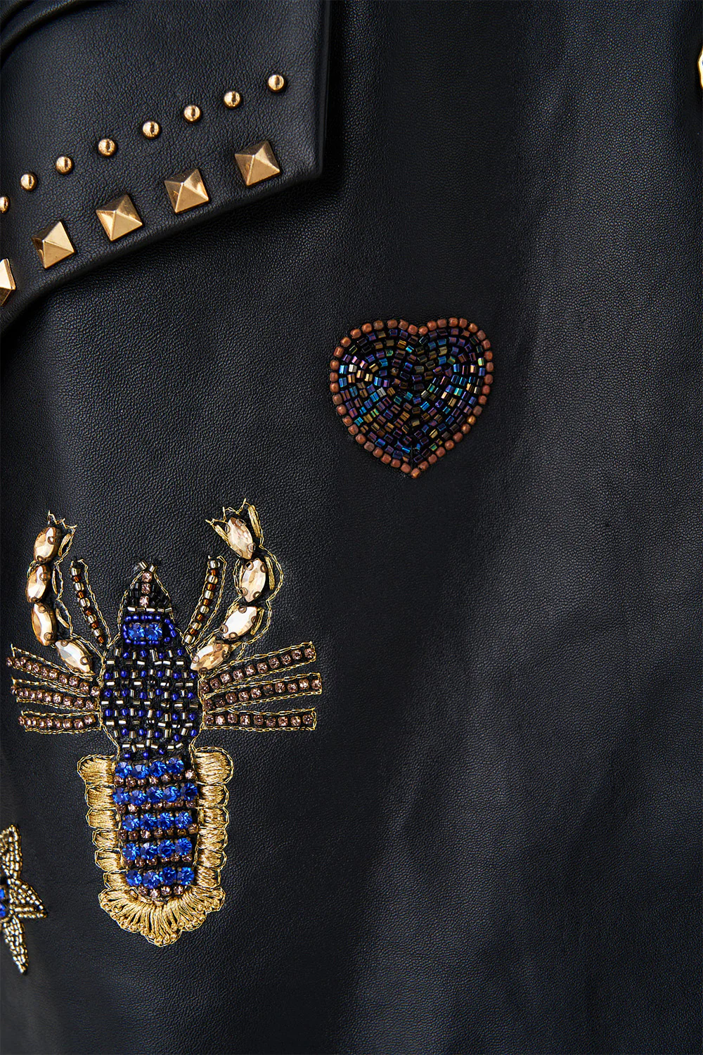 LEATHER JACKET WITH YOKE AMULETS AND ALCHEMY - Image 8