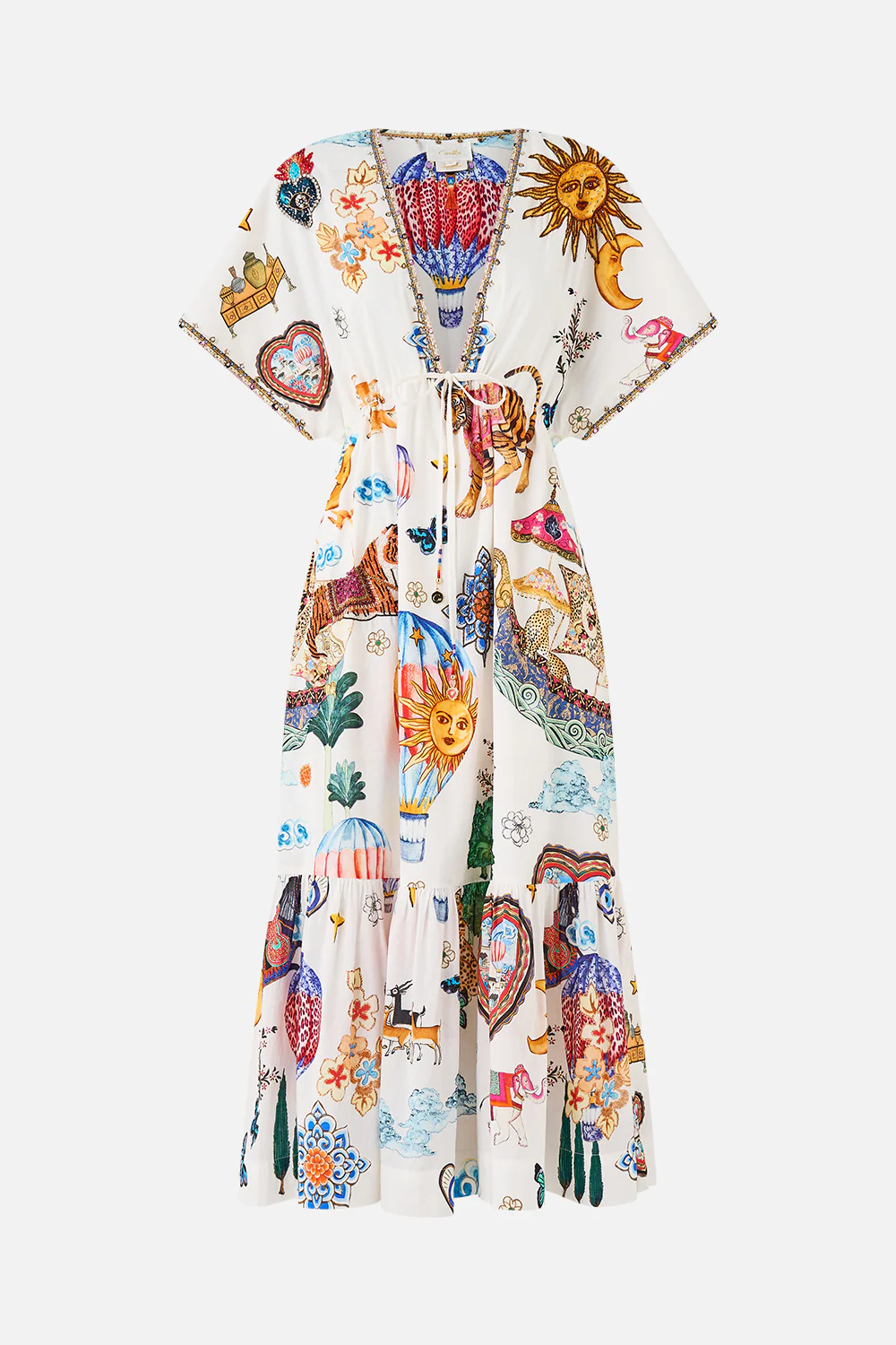 V-NECK EMBROIDERED MIDI DRESS KAPADOKYA KITSCH - Image 3
