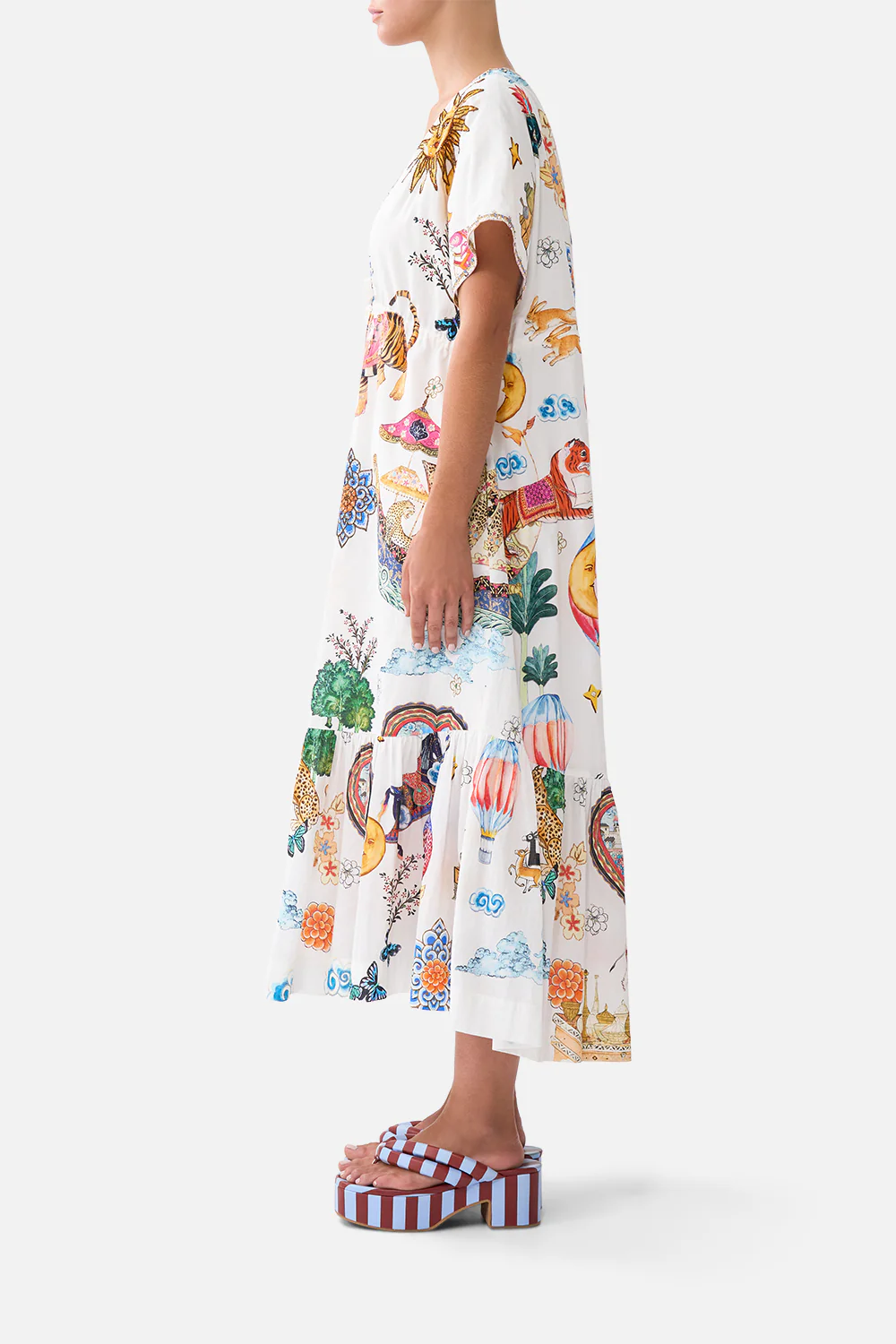 V-NECK EMBROIDERED MIDI DRESS KAPADOKYA KITSCH - Image 4