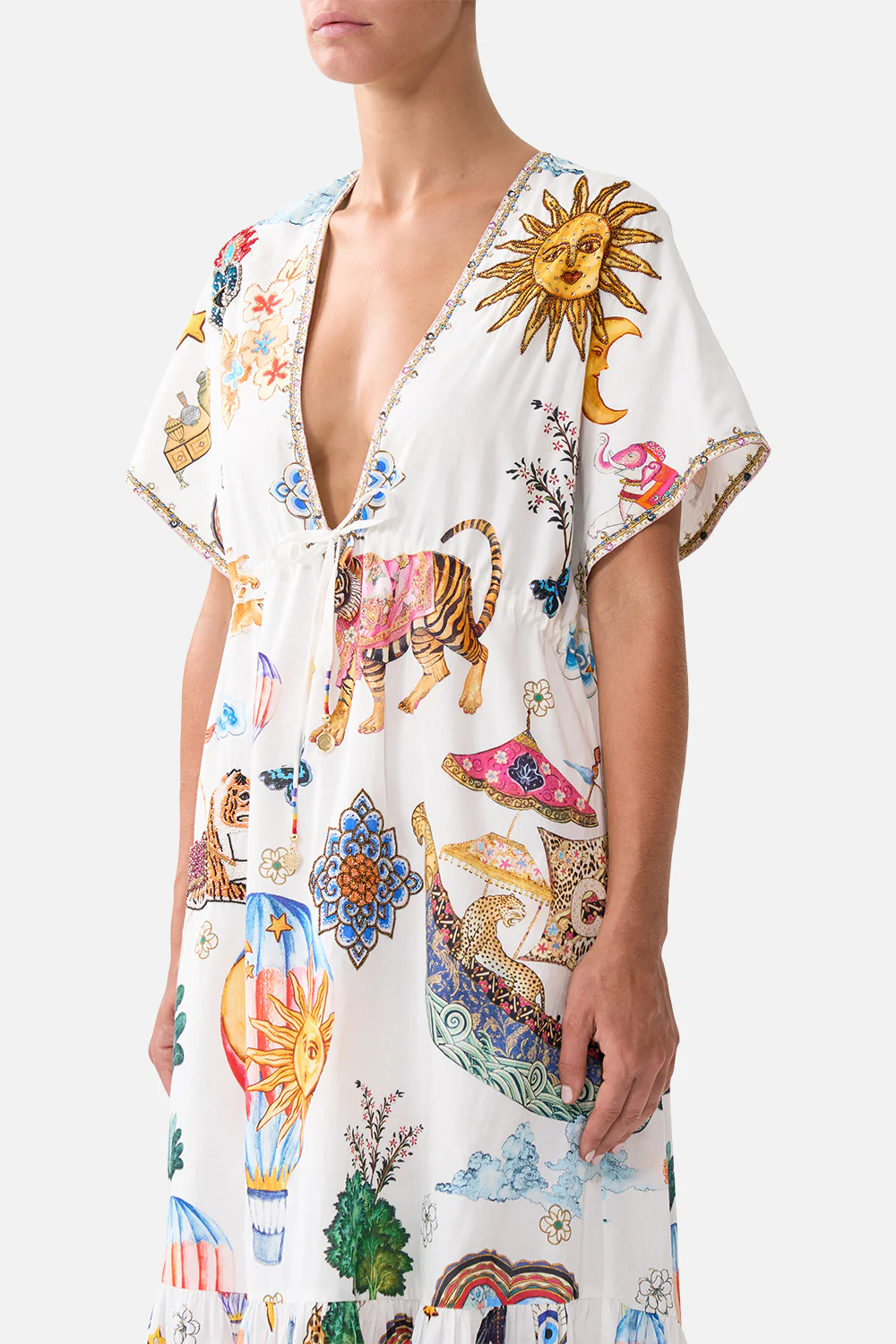 V-NECK EMBROIDERED MIDI DRESS KAPADOKYA KITSCH - Image 5