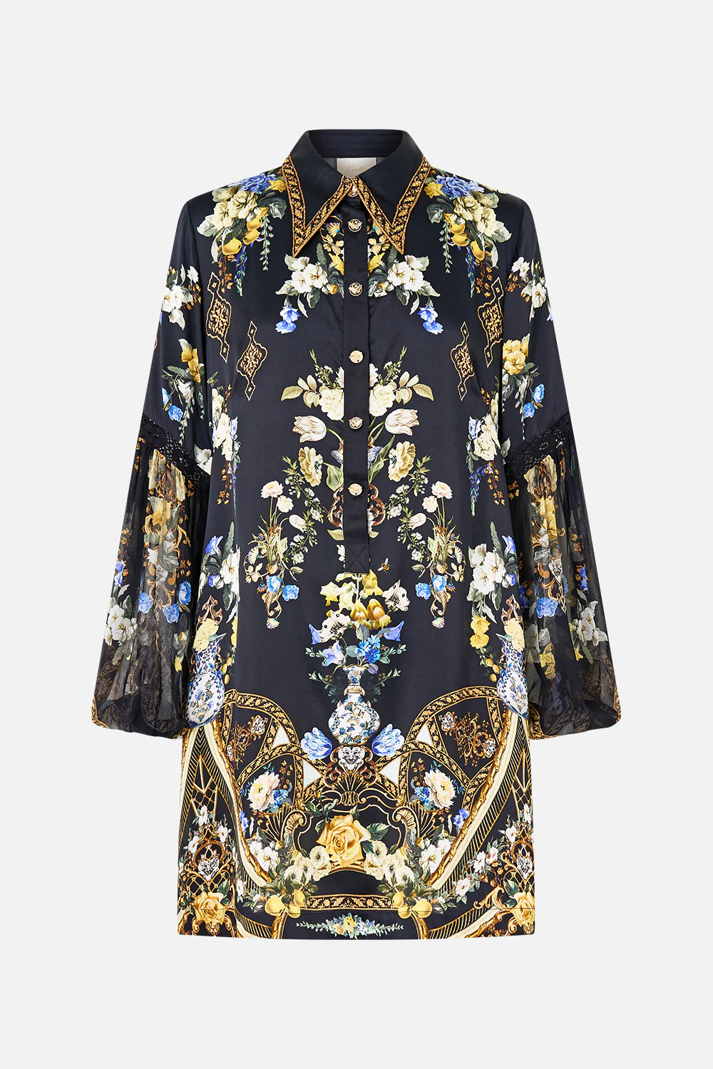 SHIRT DRESS WITH BLOUSON SLEEVE OTTOMAN ELEGANCE - Image 3