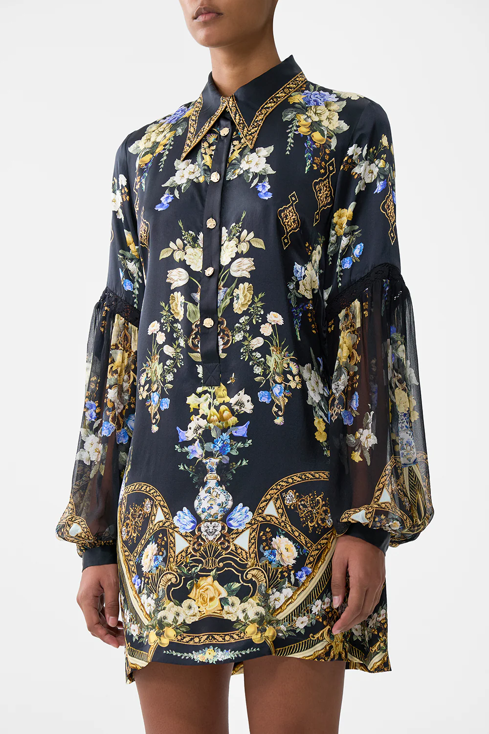 SHIRT DRESS WITH BLOUSON SLEEVE OTTOMAN ELEGANCE - Image 5