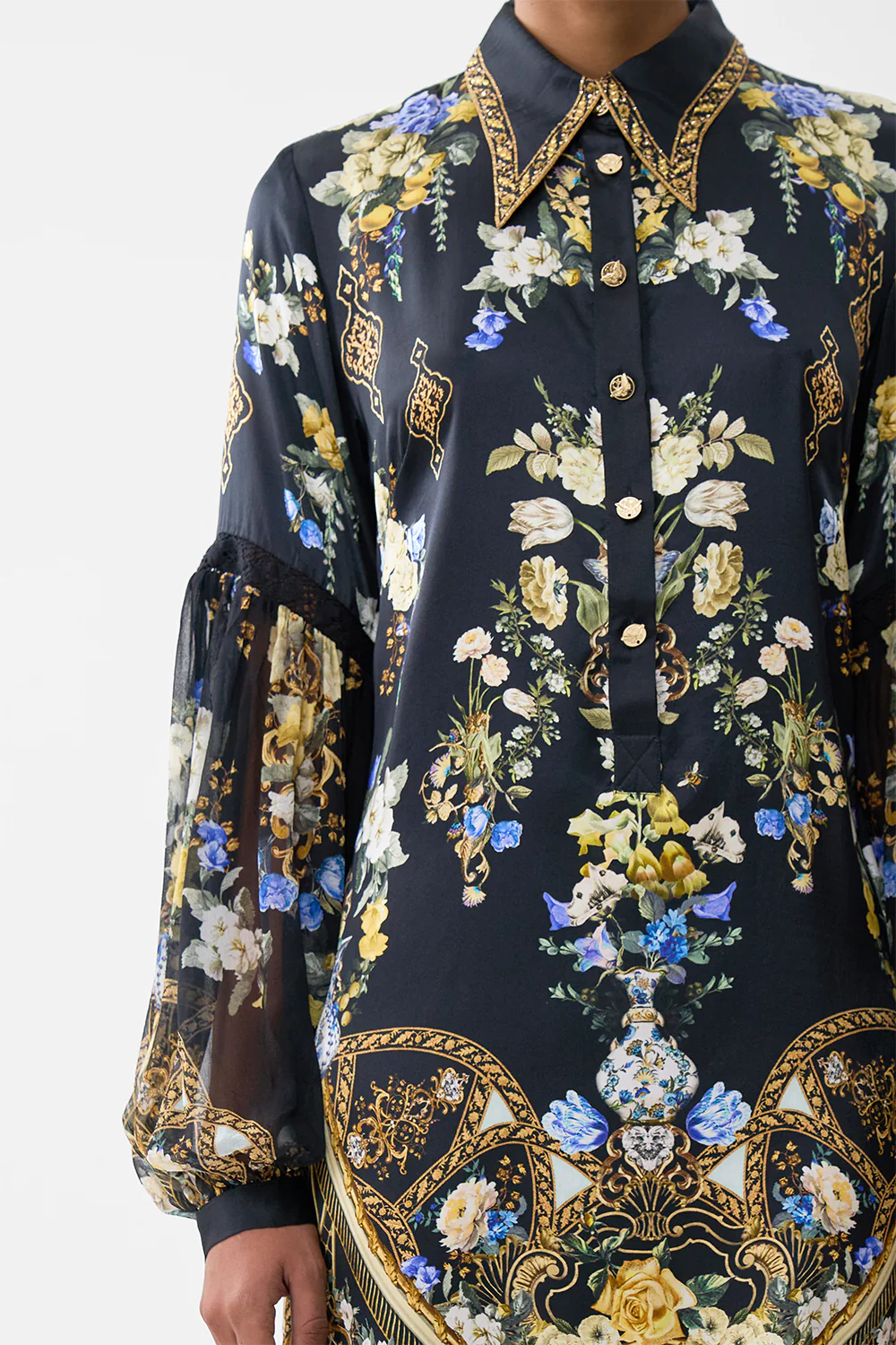 SHIRT DRESS WITH BLOUSON SLEEVE OTTOMAN ELEGANCE - Image 6