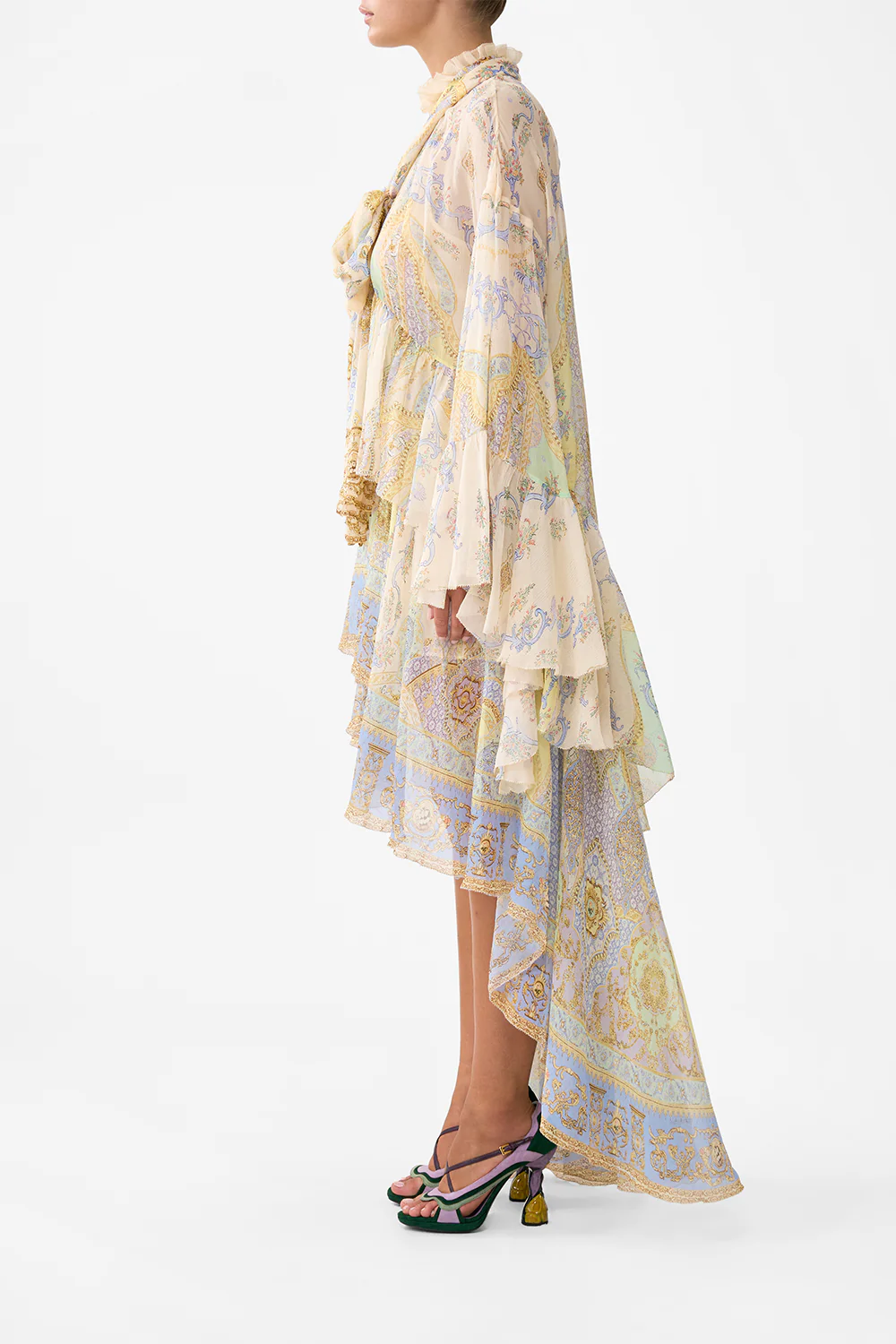RUFFLE HIGH LOW DRESS WITH LONG SLEEVE EAST OF ISTANBUL - Image 4