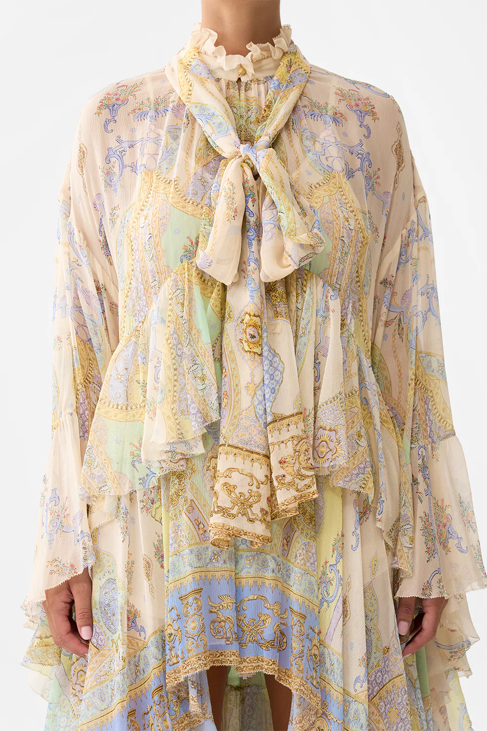 RUFFLE HIGH LOW DRESS WITH LONG SLEEVE EAST OF ISTANBUL - Image 5