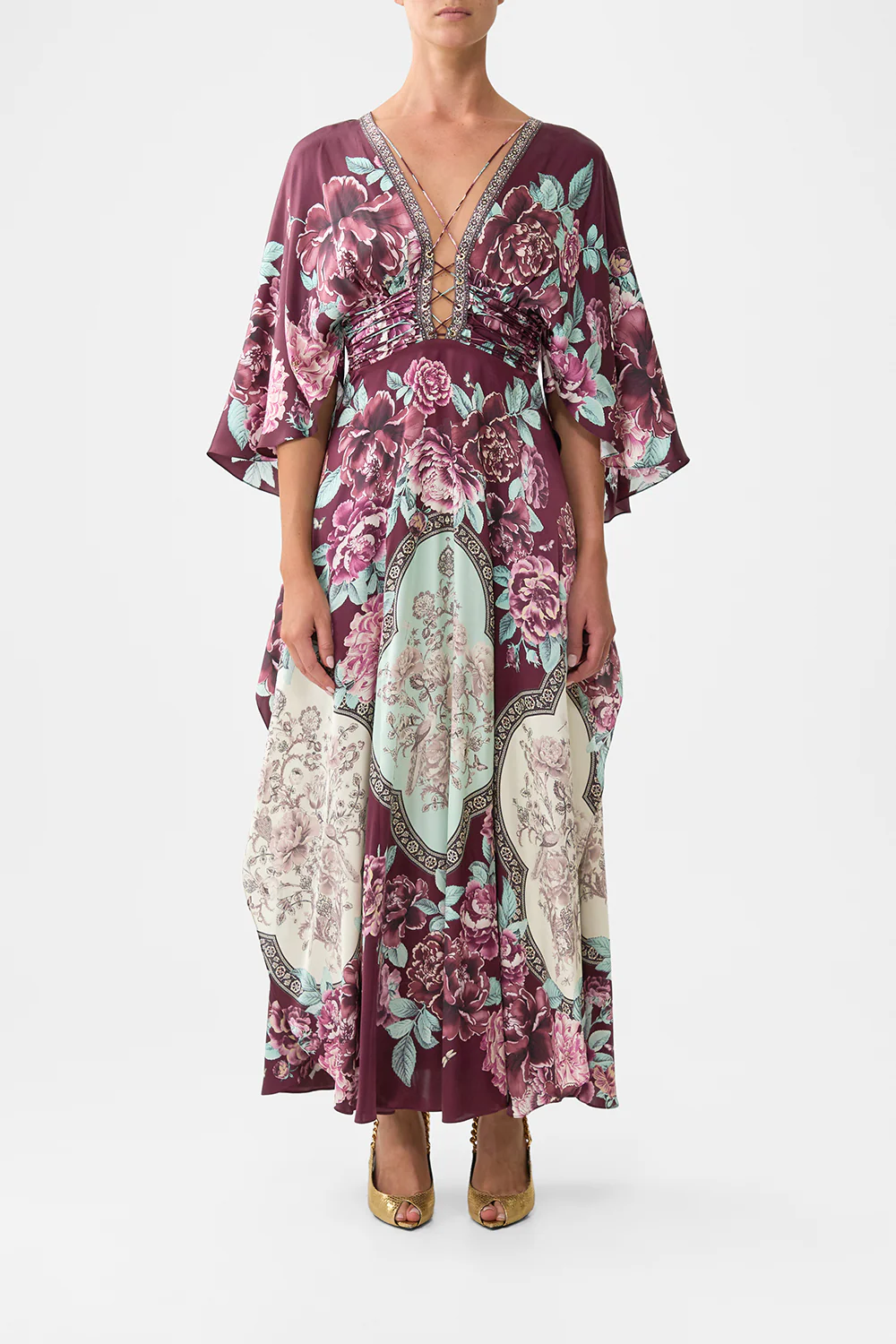 V NECK LACE UP DETAIL LONG DRESS IF THESE TILES COULD TALK