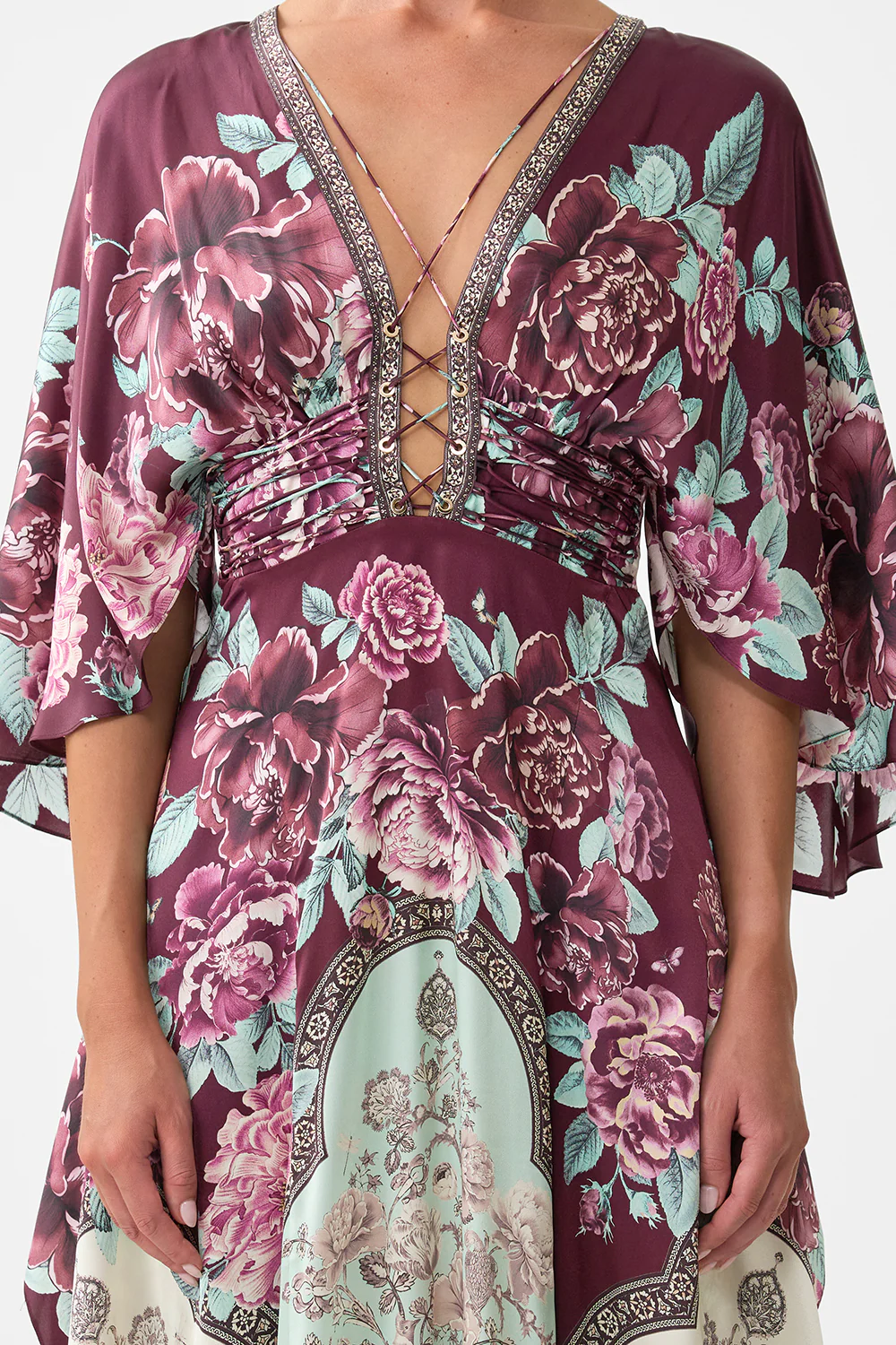 V NECK LACE UP DETAIL LONG DRESS IF THESE TILES COULD TALK - Image 5