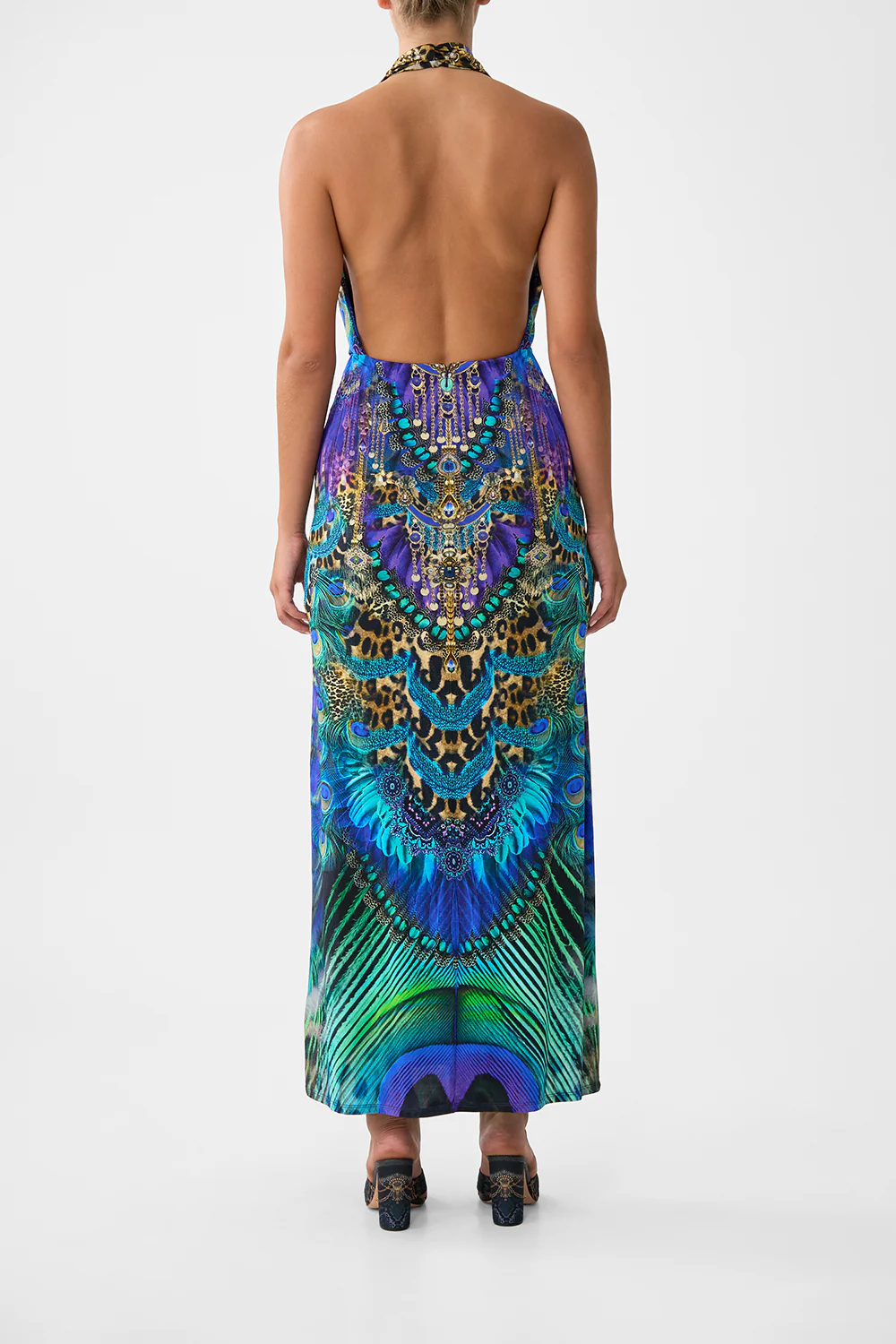 DEEP COWL PLUNGE DRESS COSMIC ZOOLOGY - Image 2