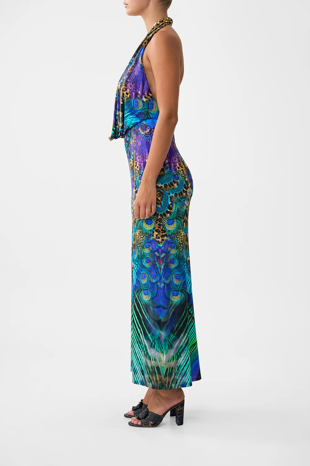 DEEP COWL PLUNGE DRESS COSMIC ZOOLOGY - Image 4