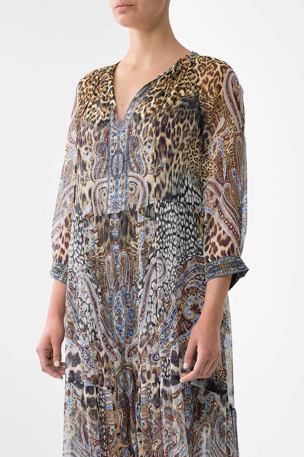 LONG GATHERED PANEL DRESS ISTANBUL ANIMALIA - Image 5