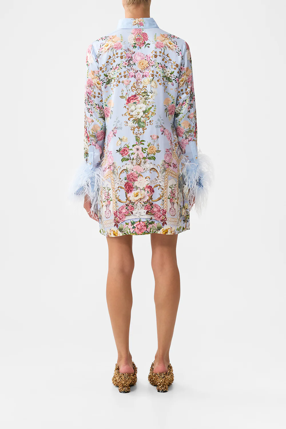 MINI SHIRT DRESS WITH FEATHERS TILED IN TIME - Image 2