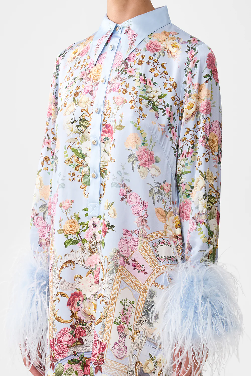 MINI SHIRT DRESS WITH FEATHERS TILED IN TIME - Image 5