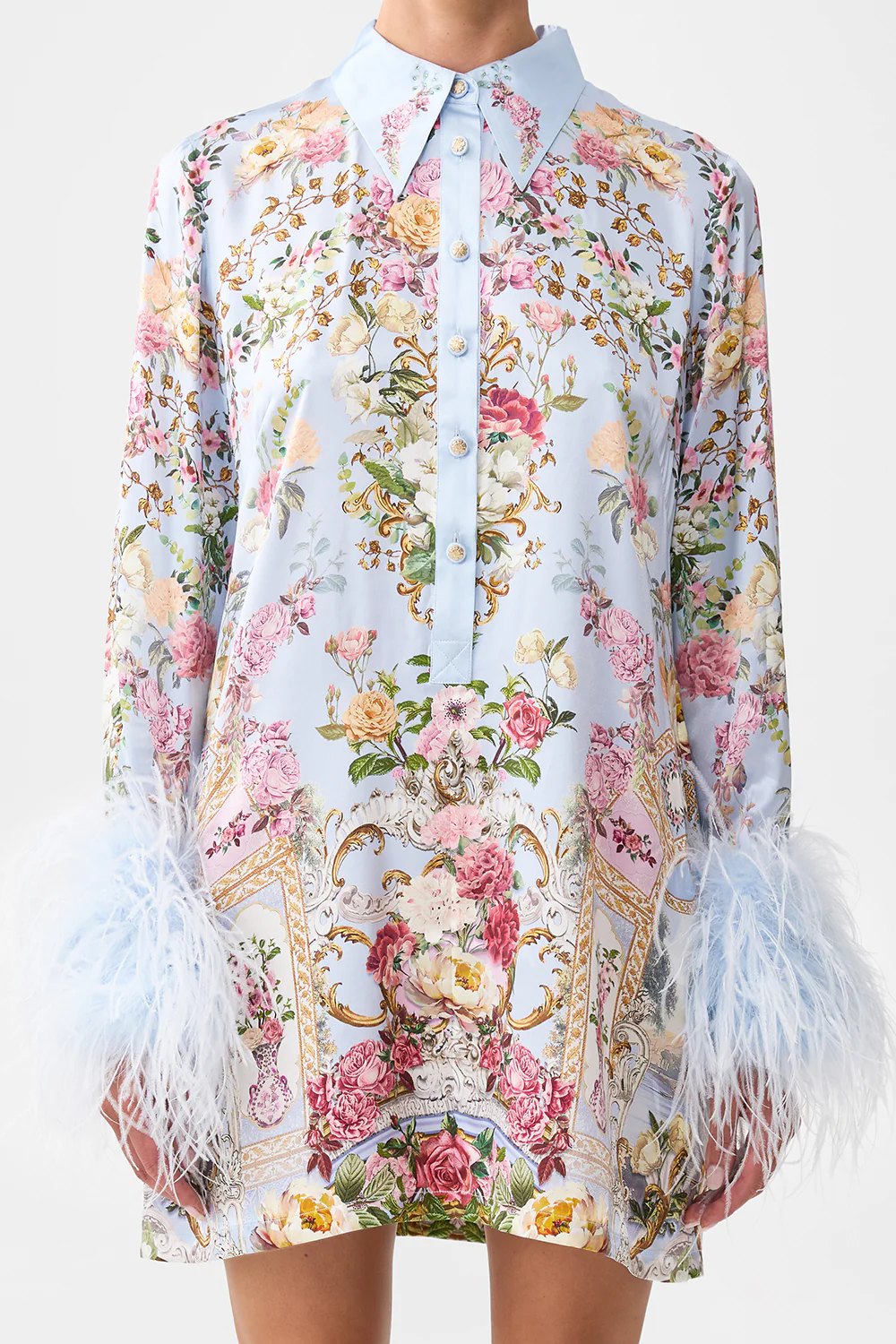 MINI SHIRT DRESS WITH FEATHERS TILED IN TIME - Image 6
