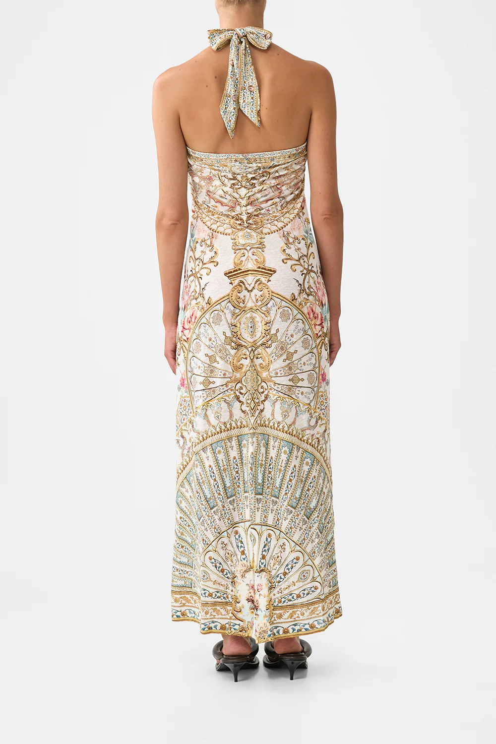 LONG DRAPED LINEN JERSEY HALTER DRESS OTTOMAN DYNASTY - Image 2