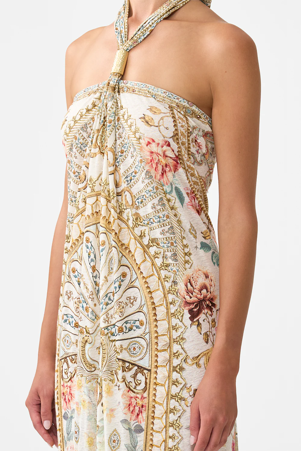 LONG DRAPED LINEN JERSEY HALTER DRESS OTTOMAN DYNASTY - Image 5