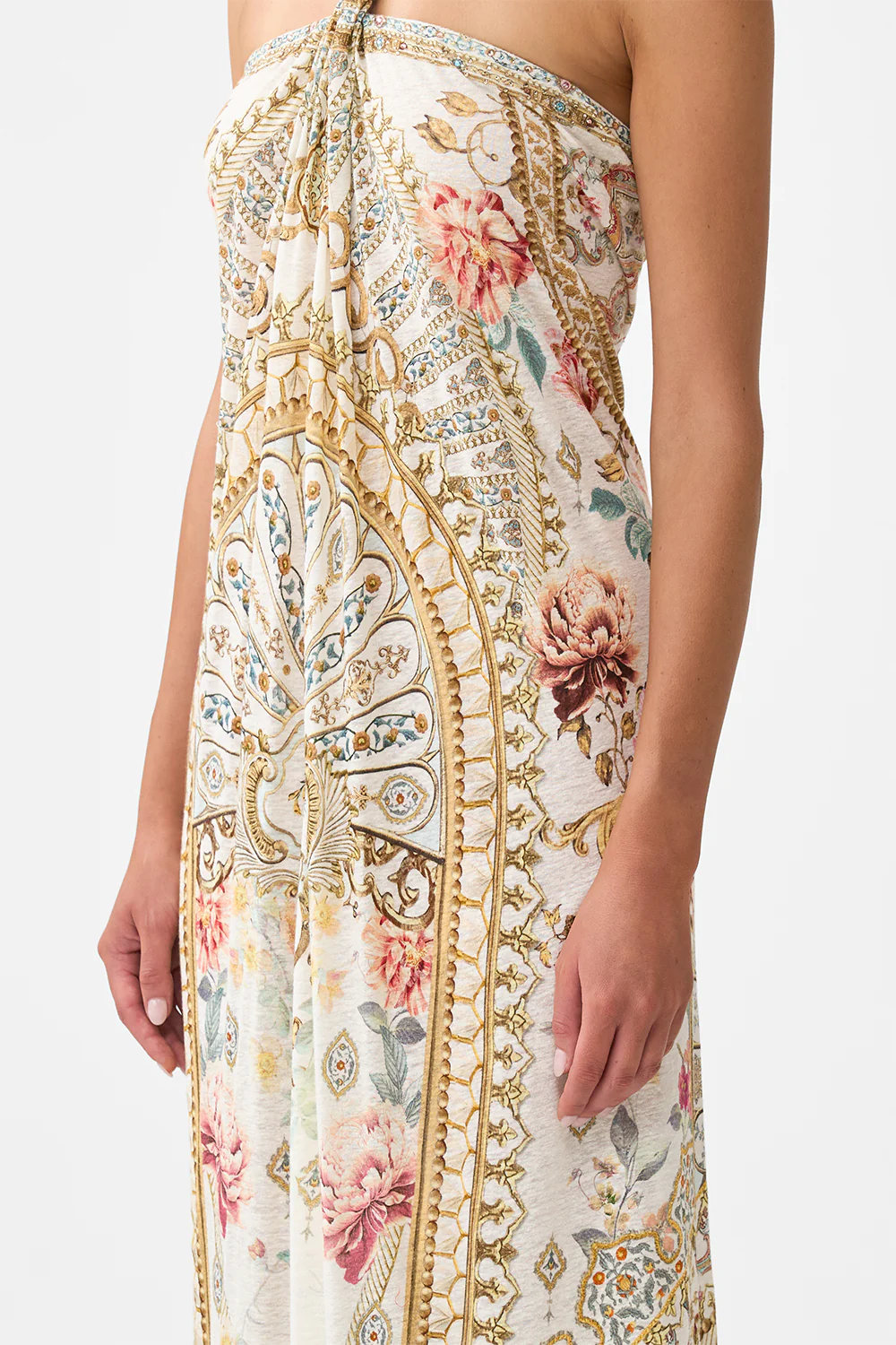 LONG DRAPED LINEN JERSEY HALTER DRESS OTTOMAN DYNASTY - Image 6