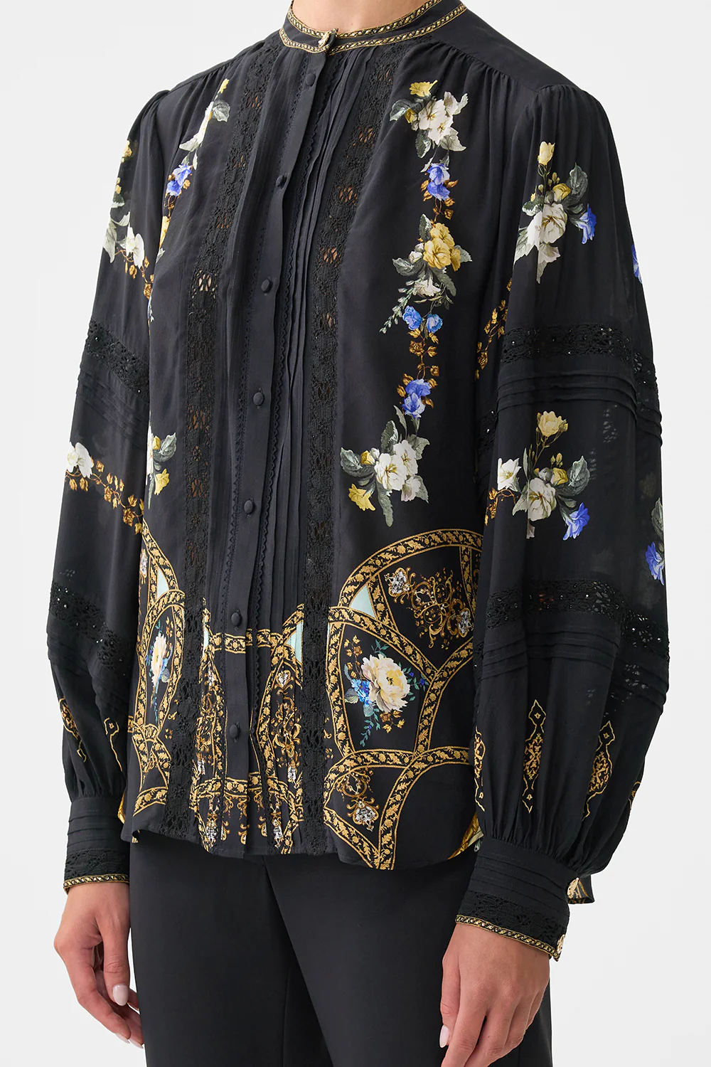 BLOUSON SLEEVE BLOUSE WITH YOKE OTTOMAN ELEGANCE - Image 5