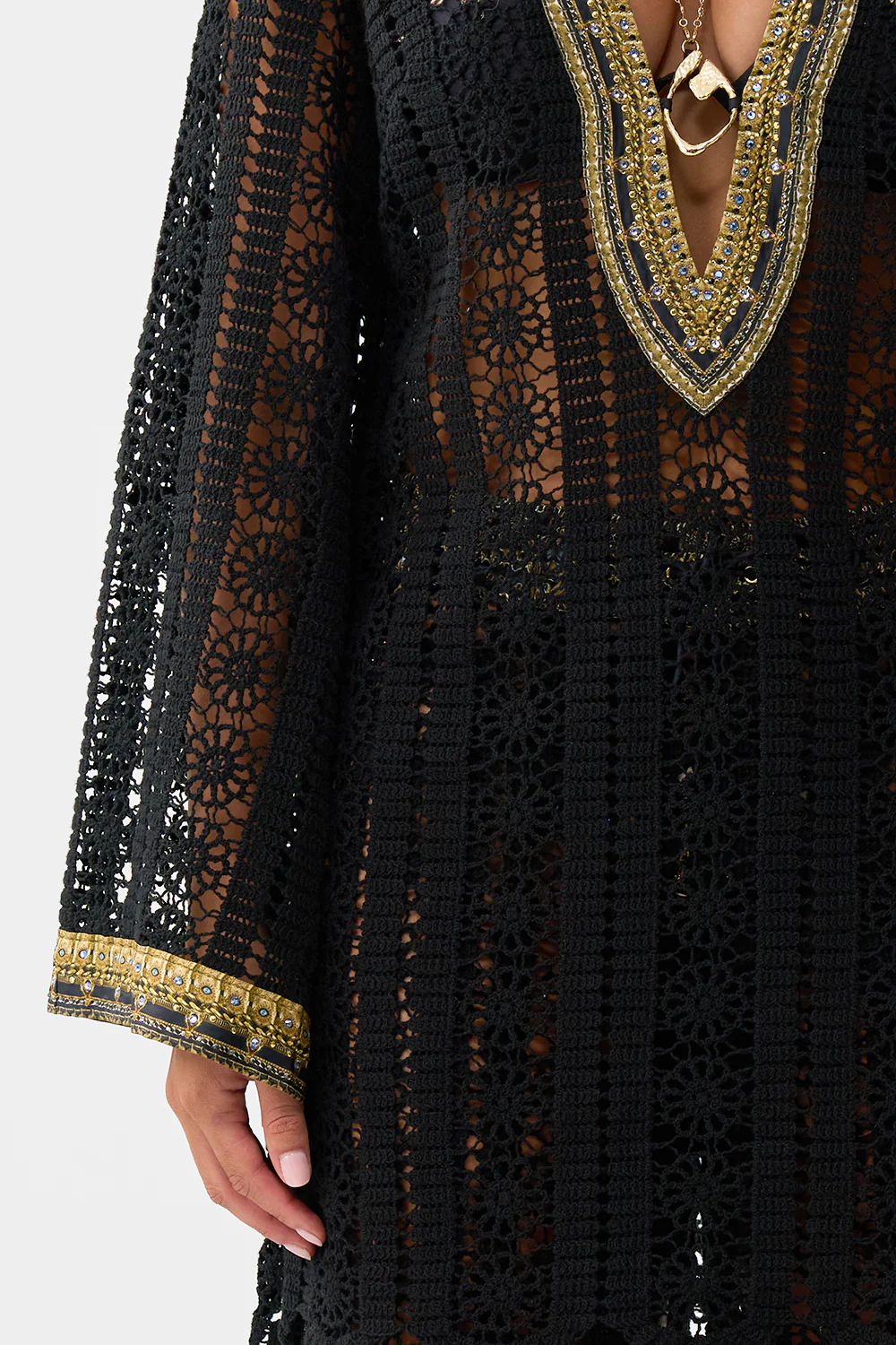 LACE DEEP V NECK HARDWARE SHORT DRESS SONG OF THE SOLSTICE - Image 6