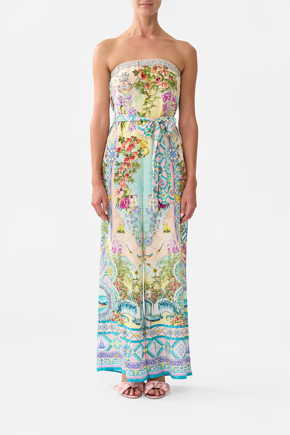 TIE WAIST STRAPLESS JUMPSUIT JUST COASTING