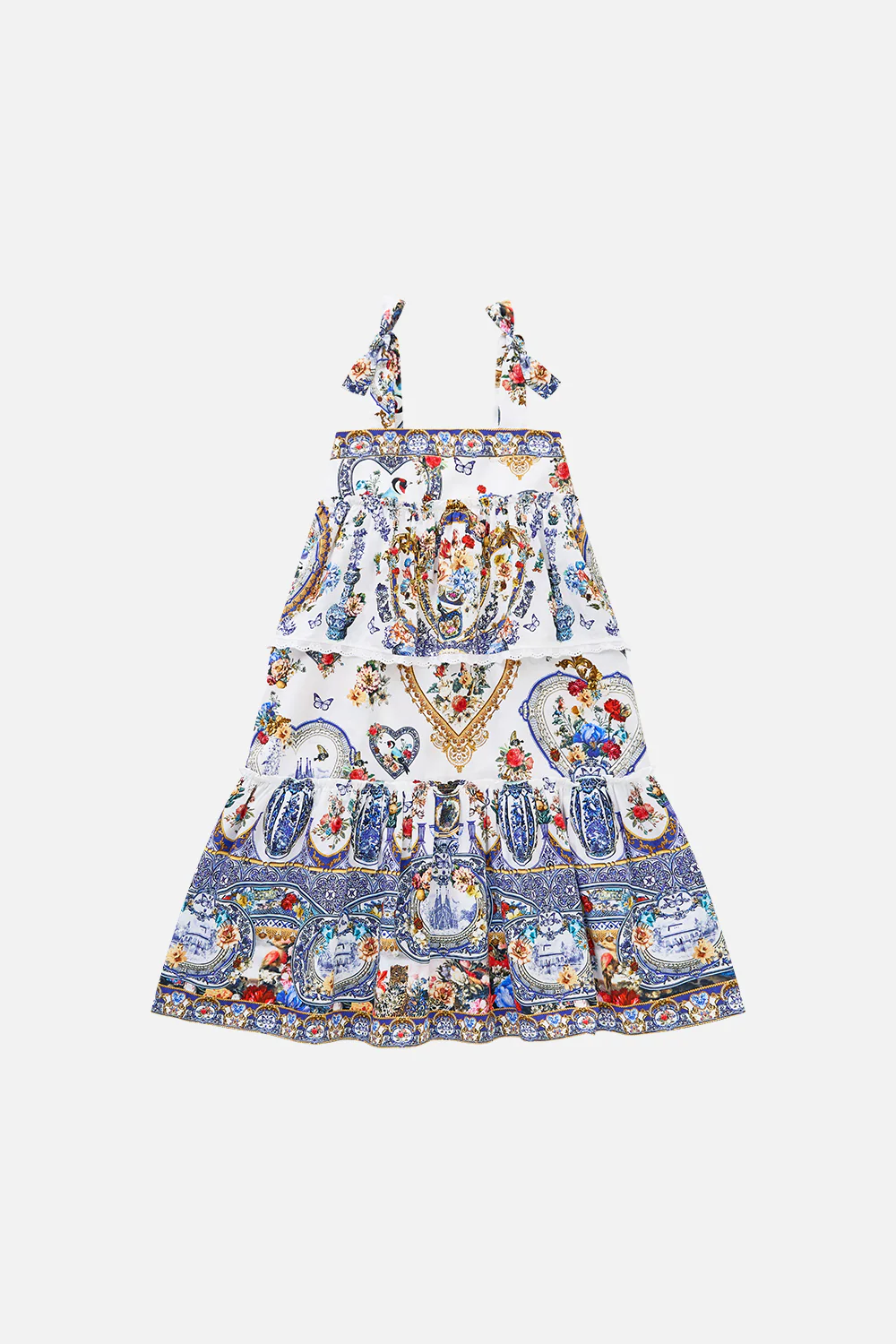 KIDS TIERED MAXI DRESS WITH BOW STRAPS THE POTTERY PARLOUR