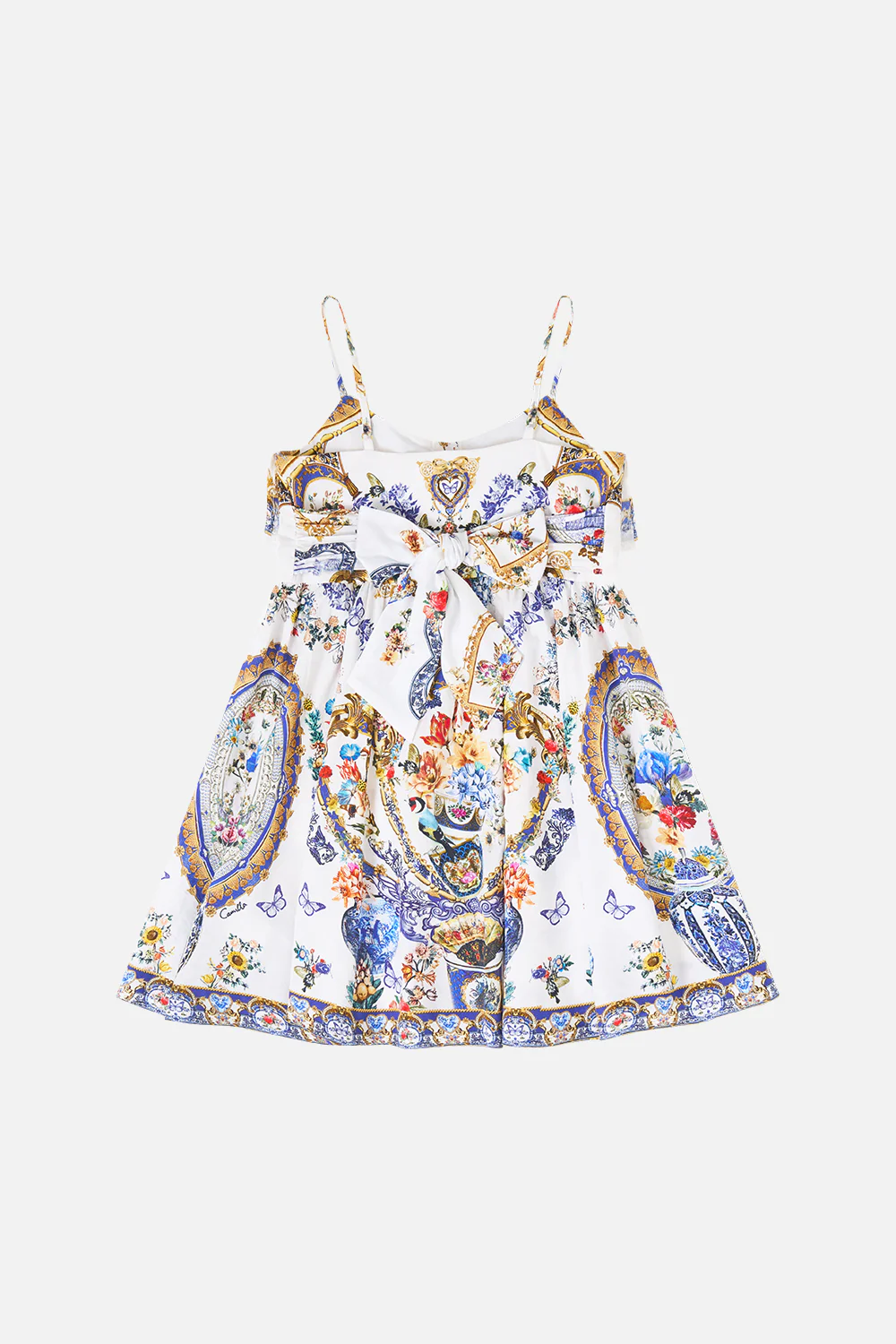 KIDS STRAPPY BUTTON THROUGH MINI DRESS WITH BOW THE POTTERY PARLOUR - Image 2