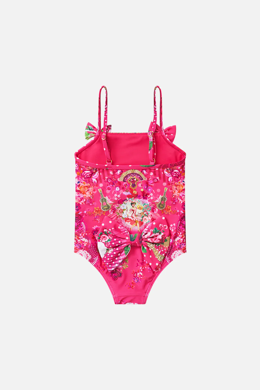 BABIES STRAIGHT NECK ONE PIECE WITH BOWS FLAMENCO ROSE - Image 2