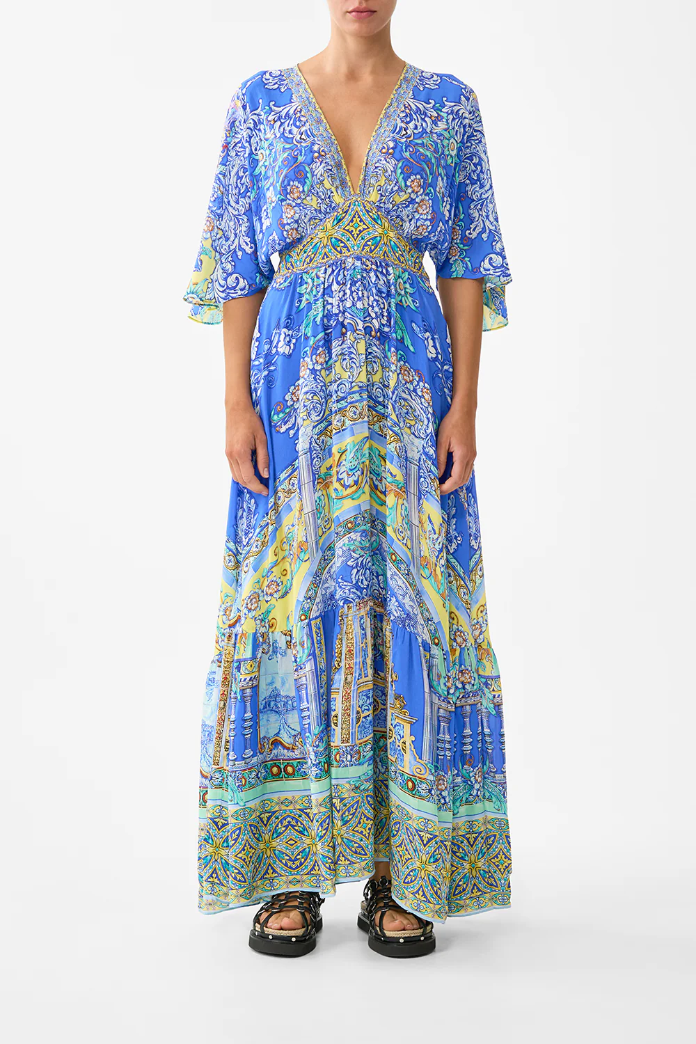 WAISTED DRESS WITH HEM RUFFLE BENEATH THE ANDALUSIAN SUN