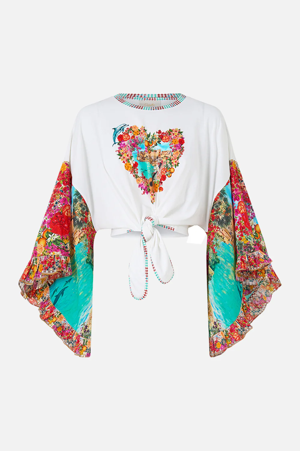 TIE FRONT RUFFLE SLEEVE T-SHIRT MEET ME IN MALLORCA - Image 3