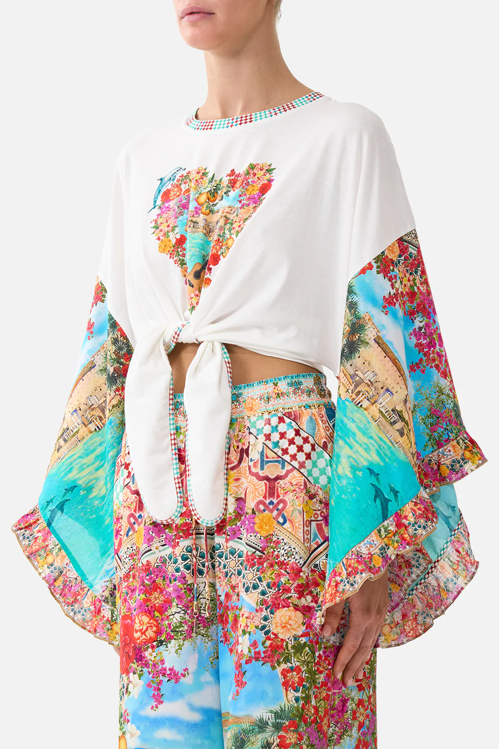 TIE FRONT RUFFLE SLEEVE T-SHIRT MEET ME IN MALLORCA - Image 5