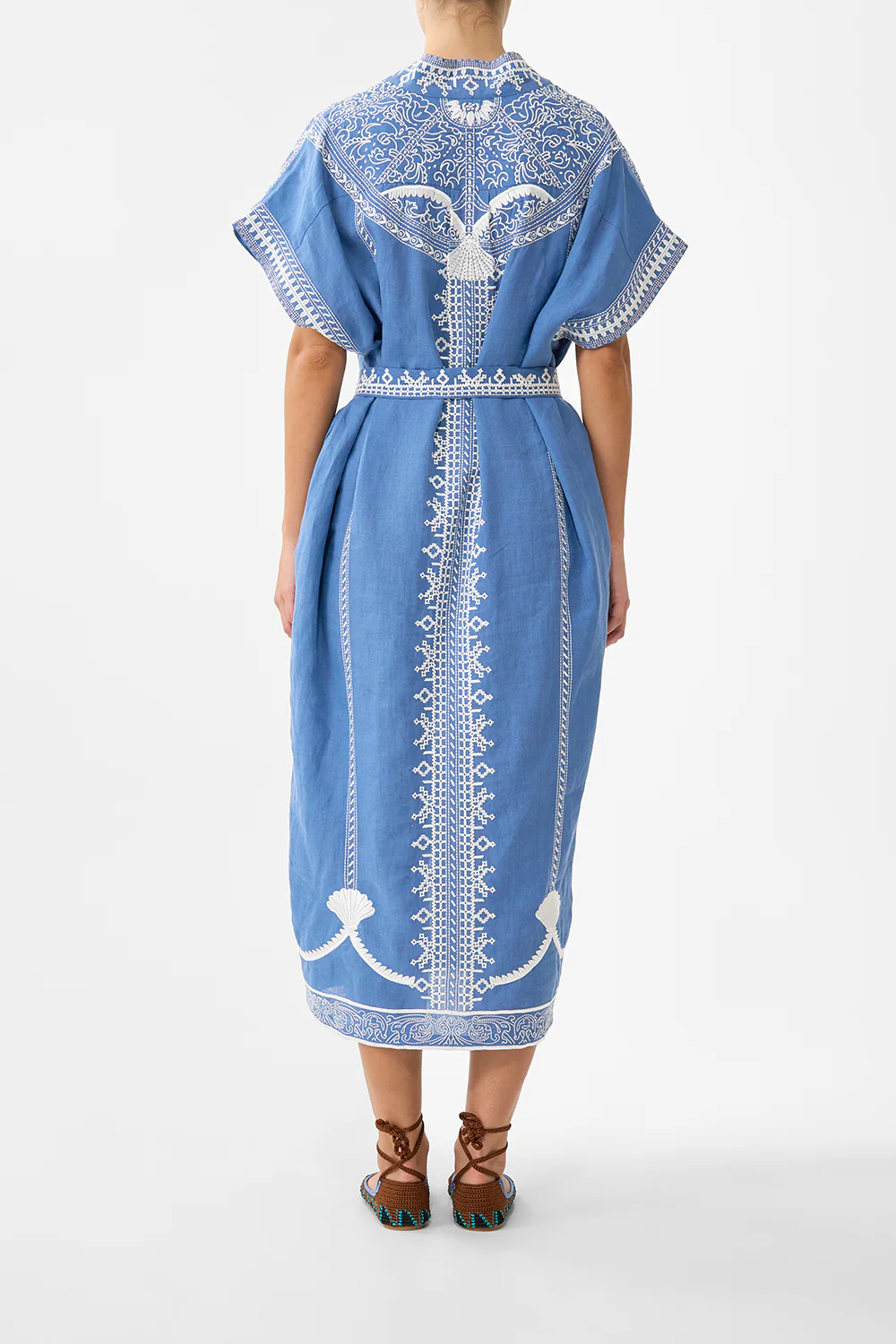 SHORT SLEEVE KAFTAN WITH TIE WAIST DE NADA GRANADA - Image 2