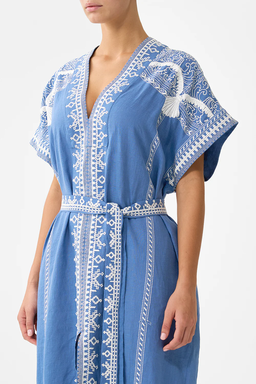 SHORT SLEEVE KAFTAN WITH TIE WAIST DE NADA GRANADA - Image 5